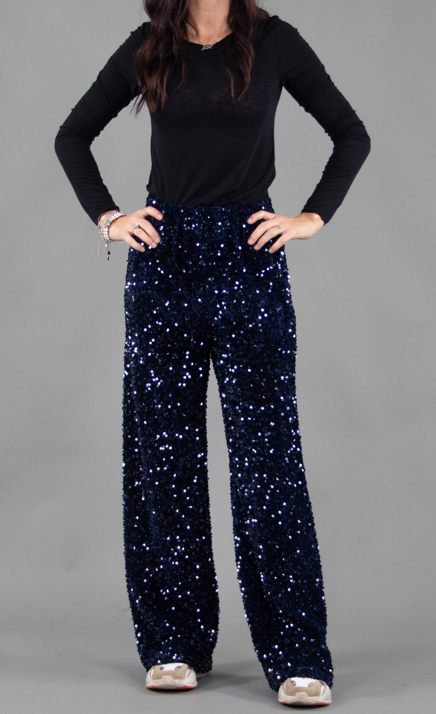 Blue Sequins Trousers