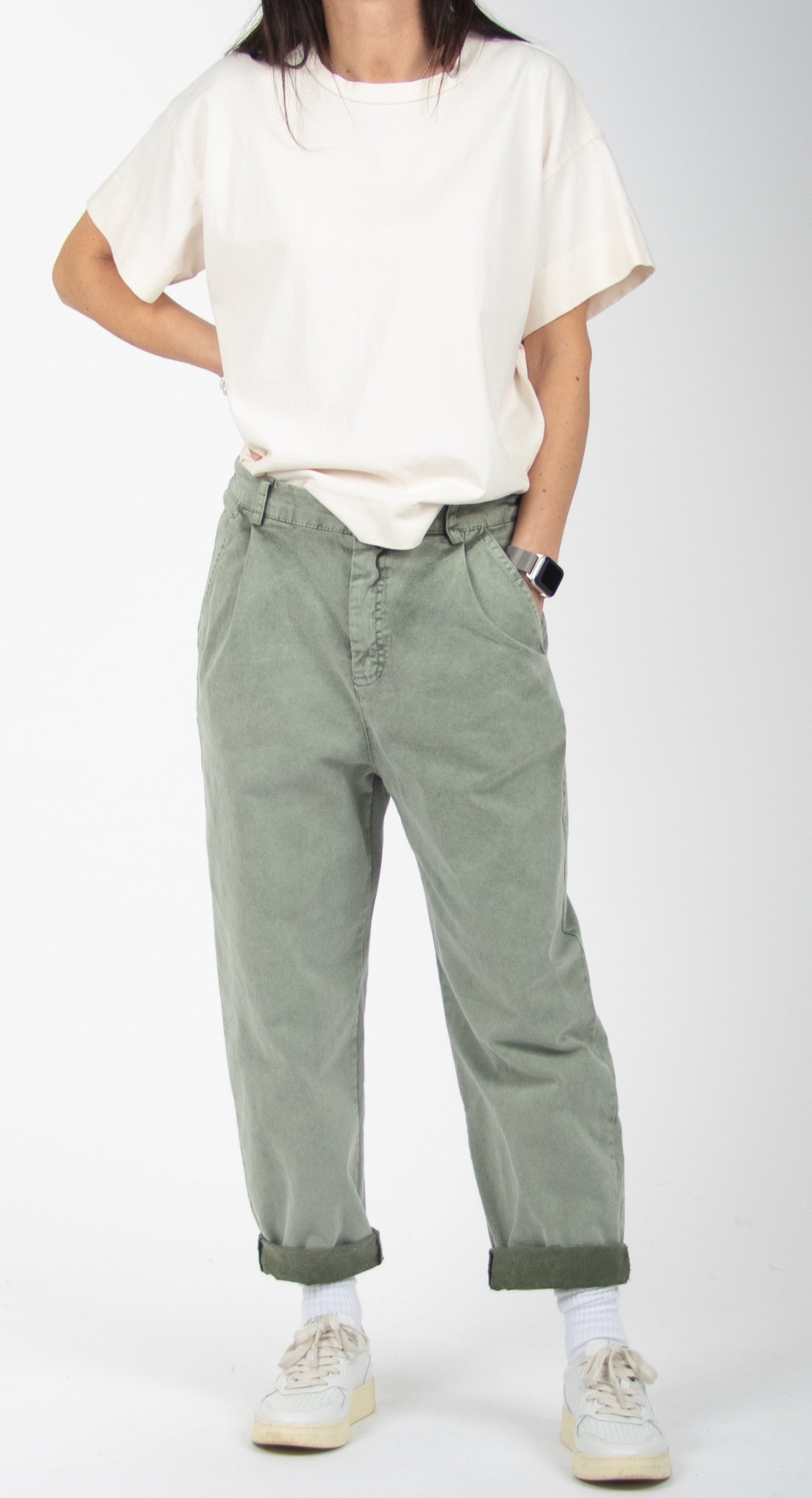 Relaxed Fit Cotton Green Trousers