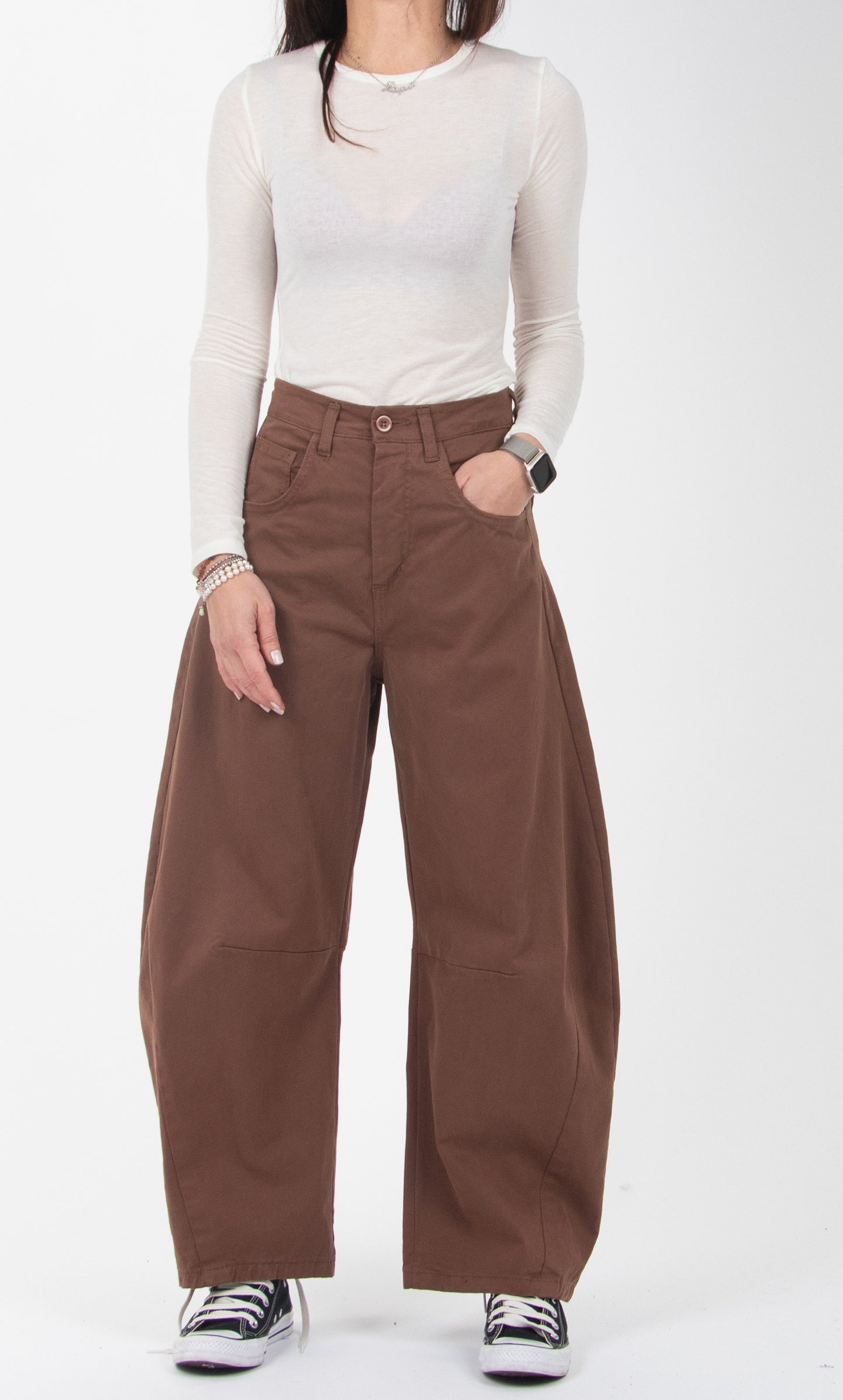 Carrot Fit Cotton Trousers