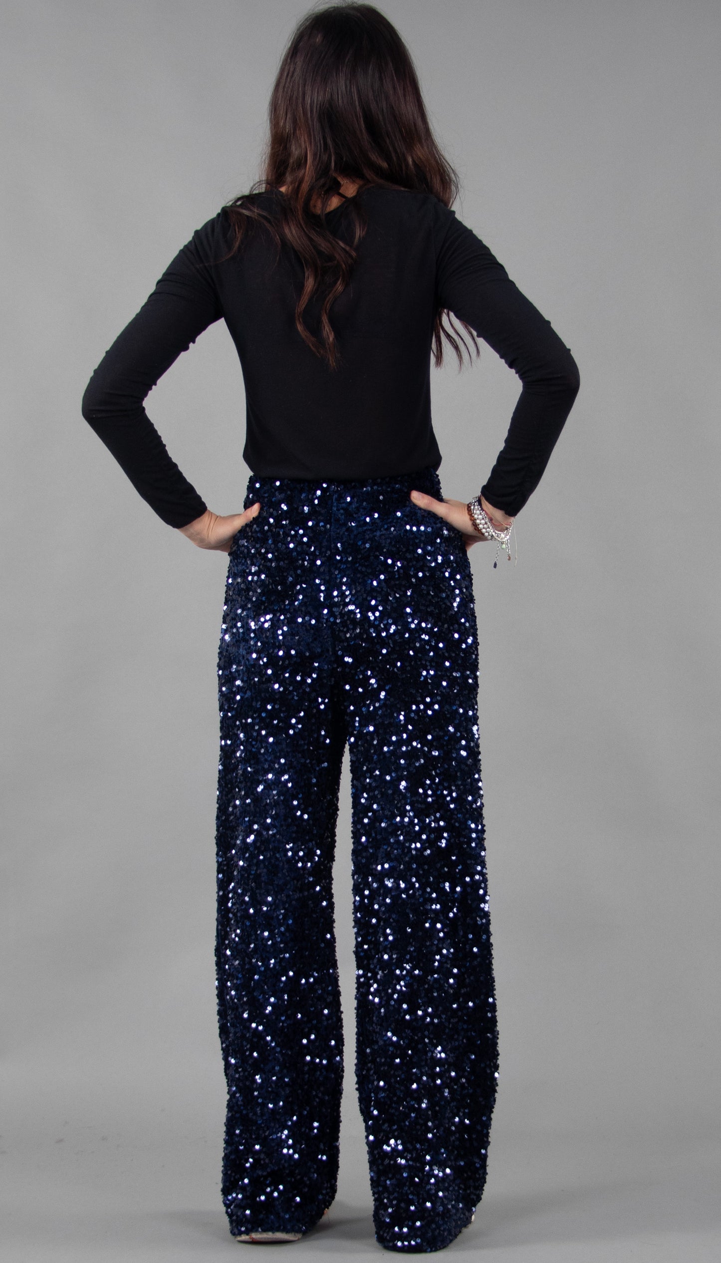 Blue Sequins Trousers