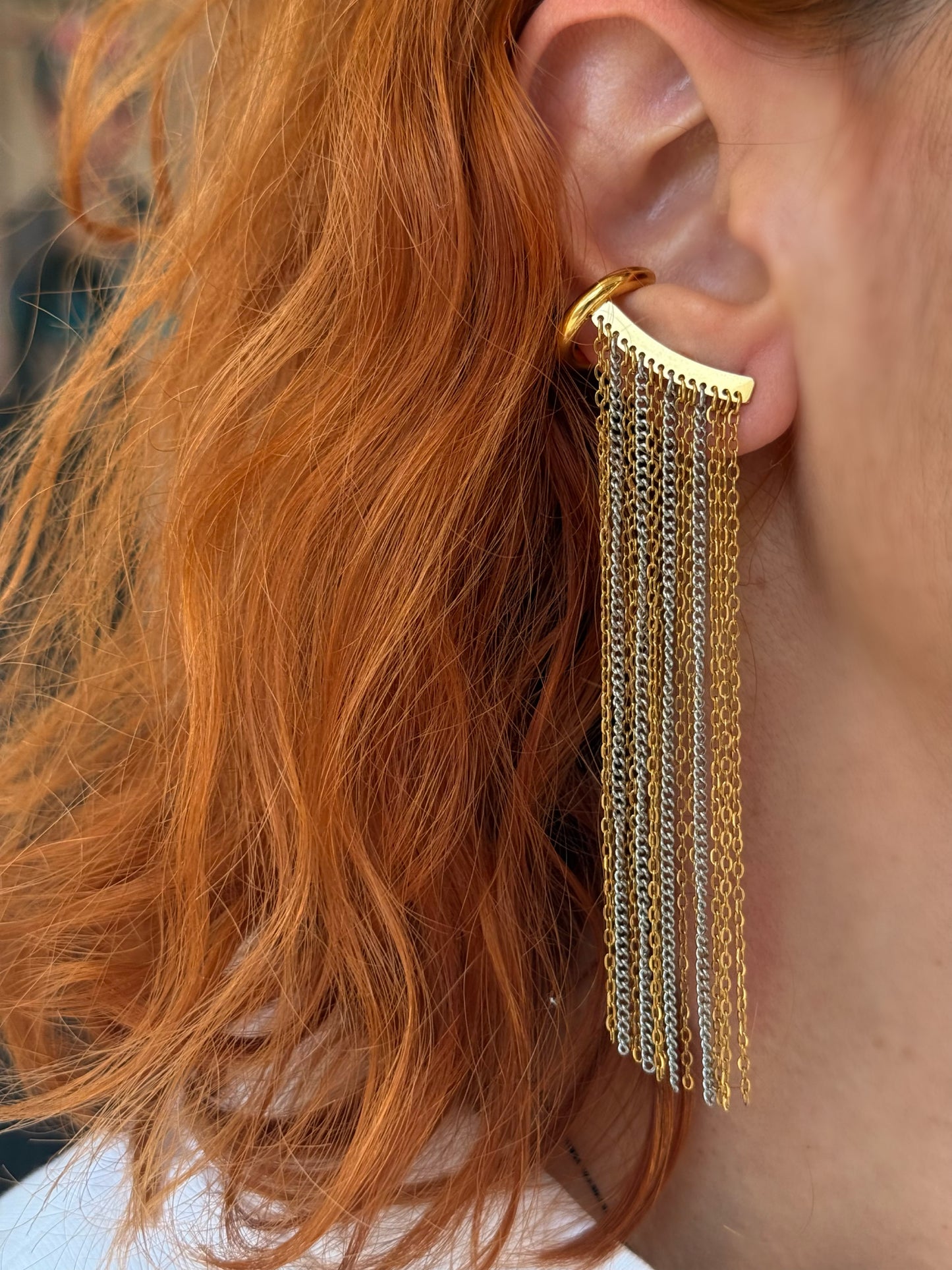 Long Ear Cuff Gold and Silver Plated Stainless Steel