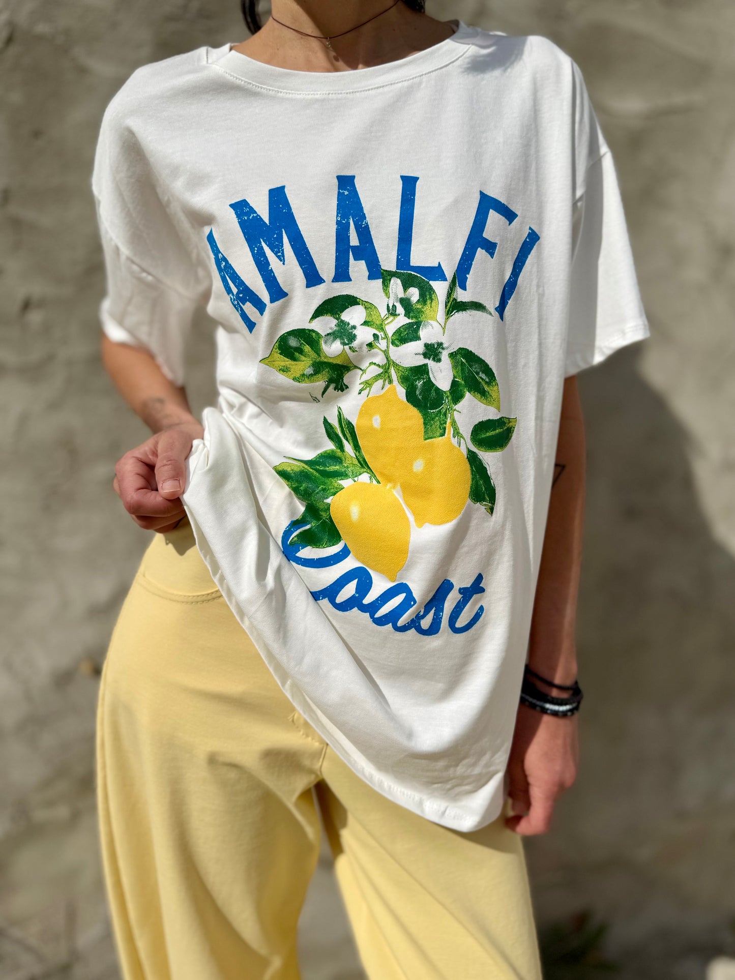 Amalfi Coast Lemon Printed Cotton T-shirt