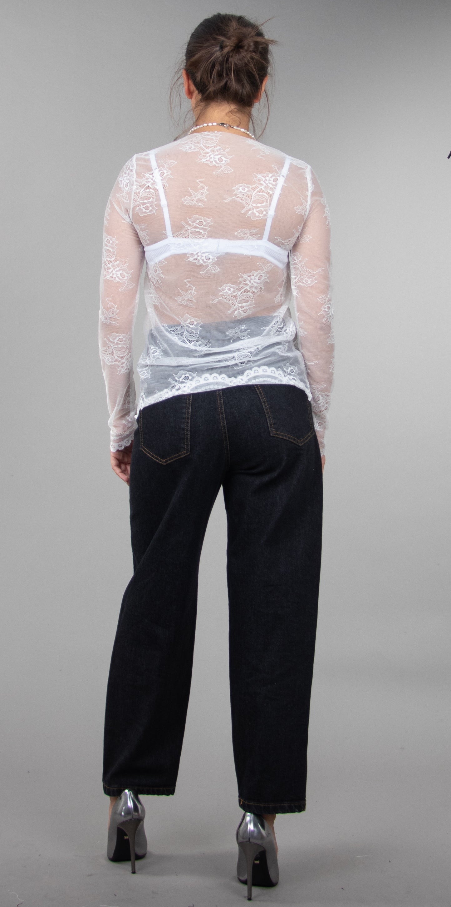 Long Sleeve Lace White Top