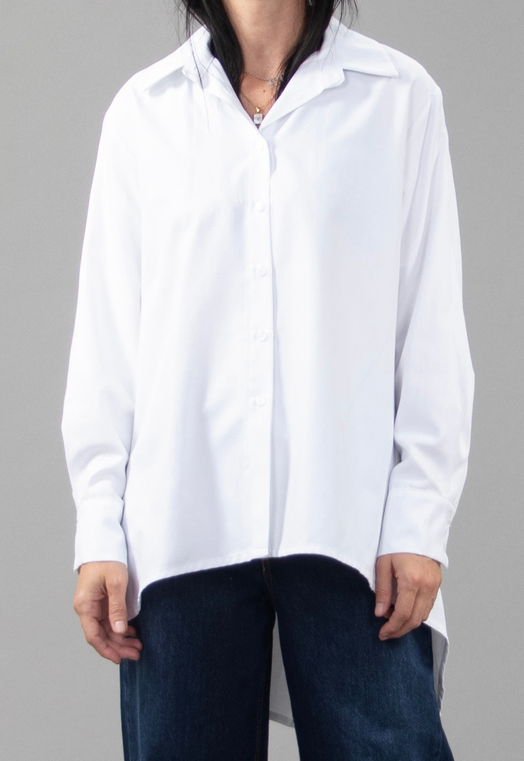 White Asymmetric Long Shirt