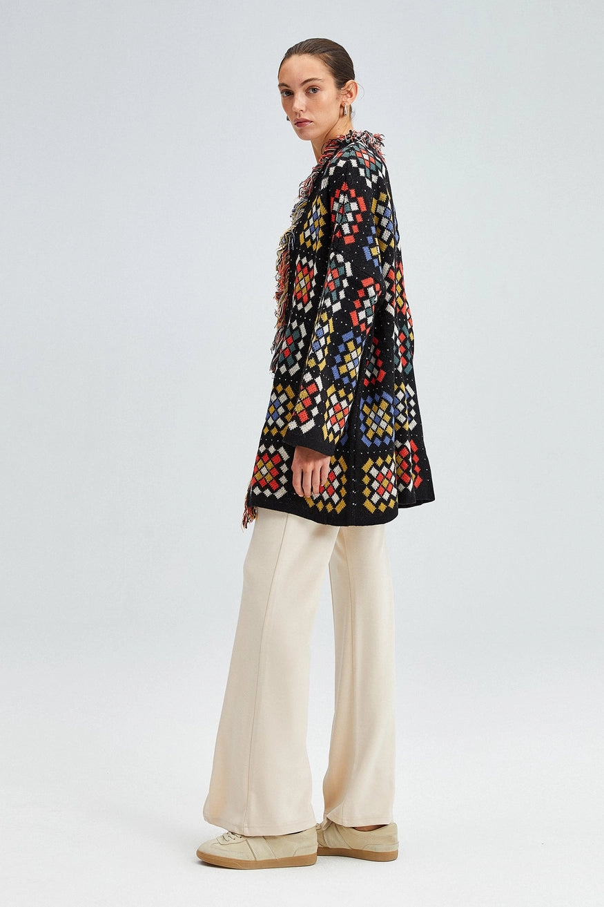 Cozy Patchwork Knit Cardigan