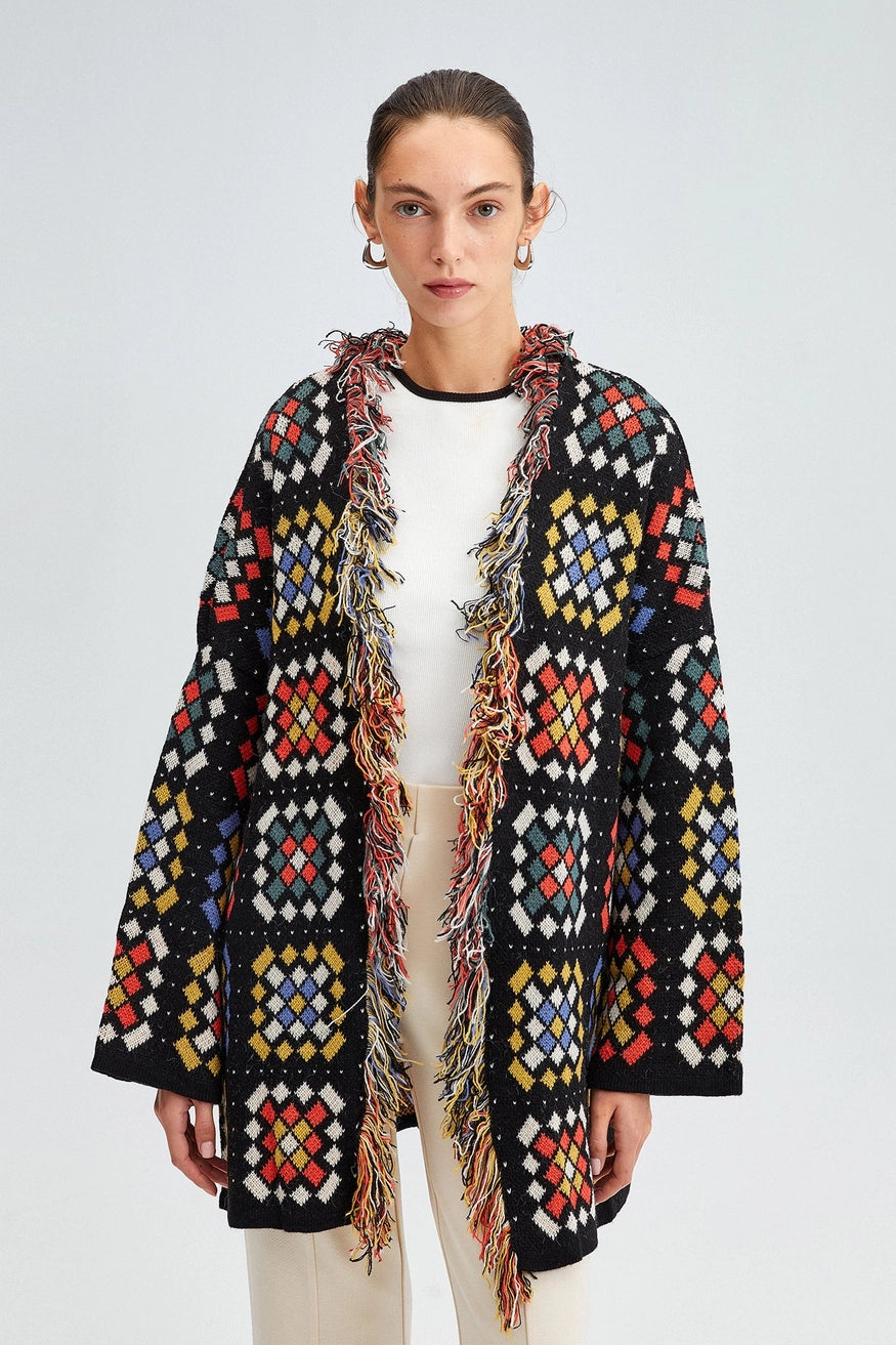 Cozy Patchwork Knit Cardigan