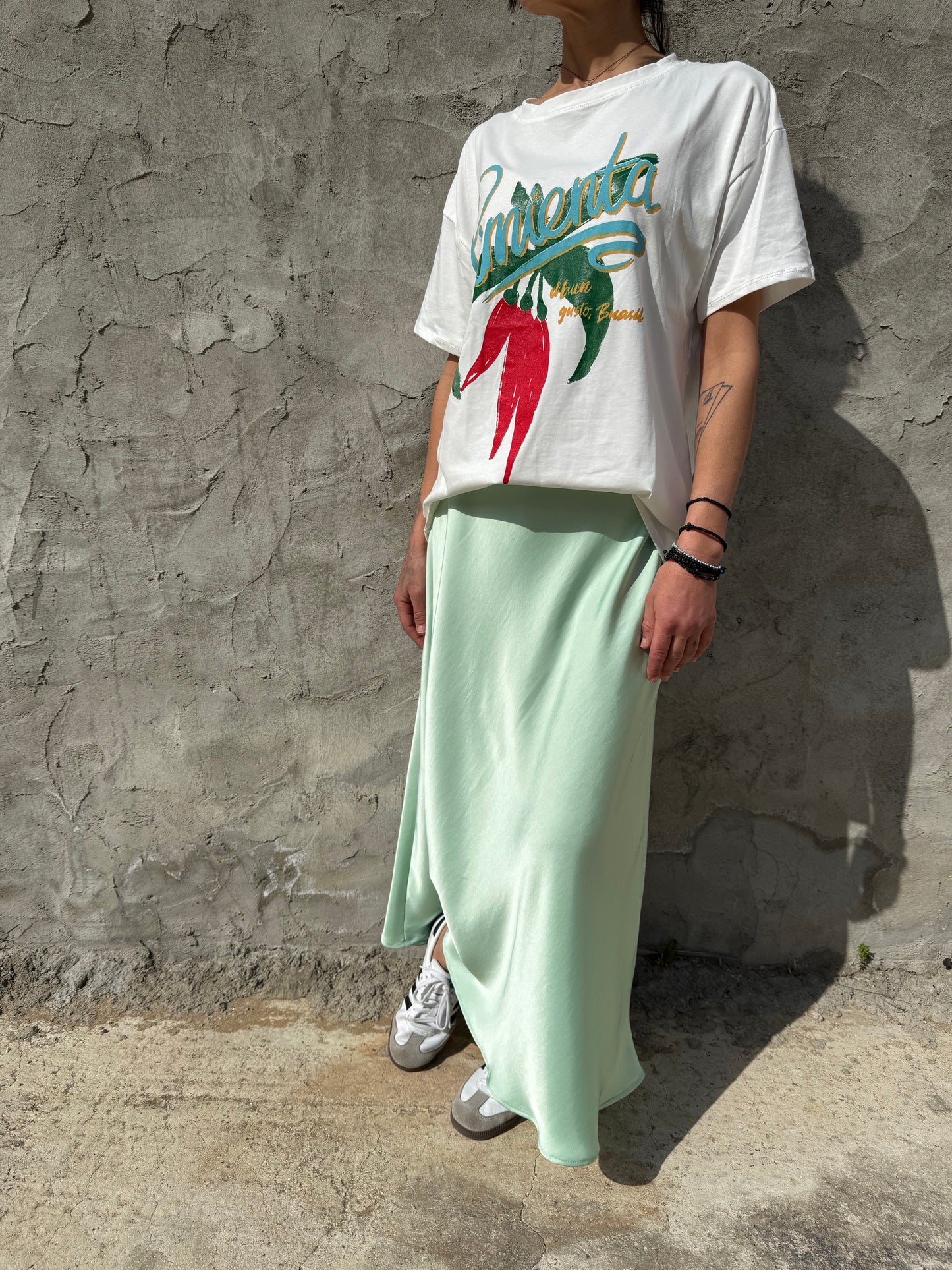 High Waisted Long Silk Like Skirt