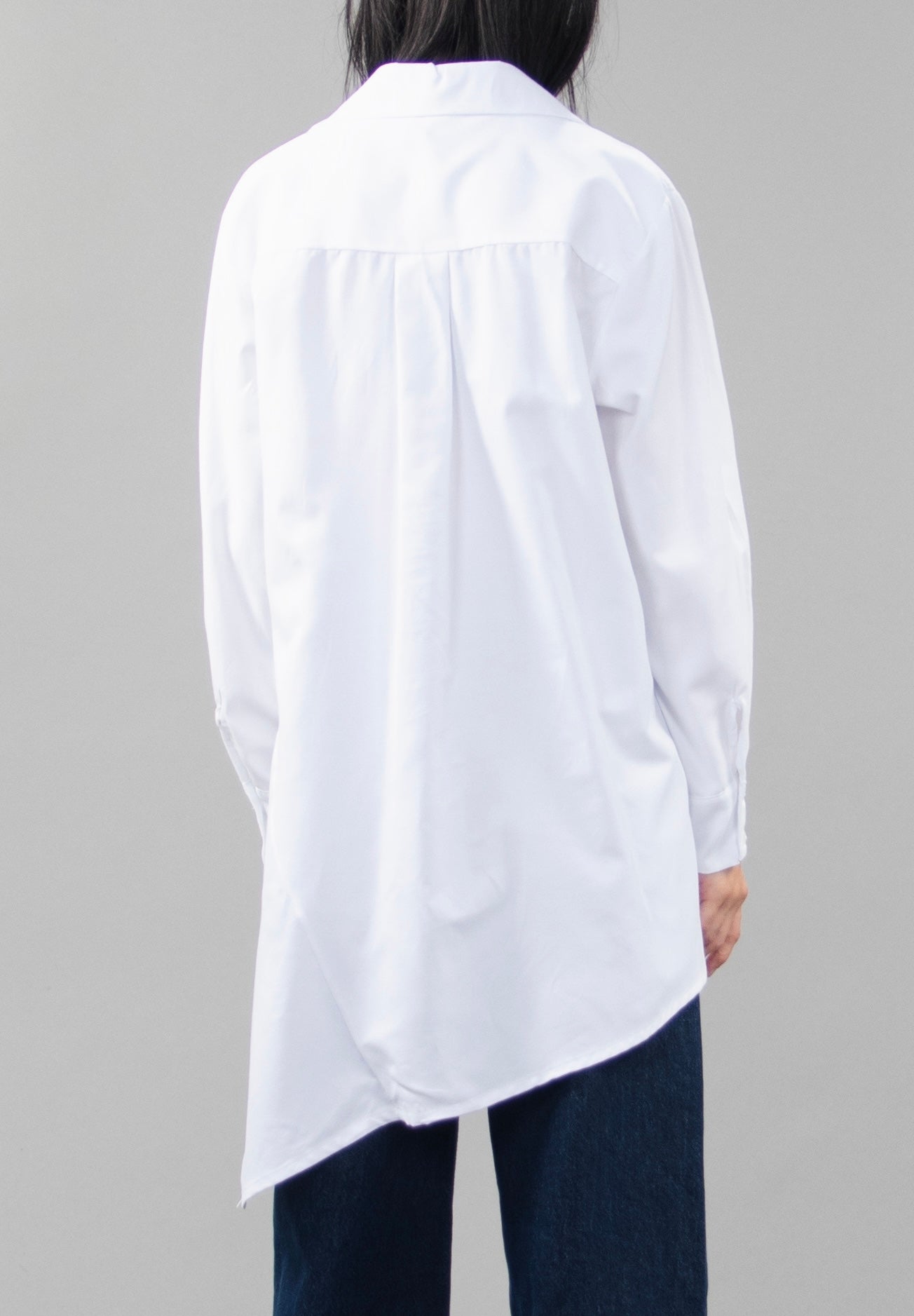 White Asymmetric Long Shirt