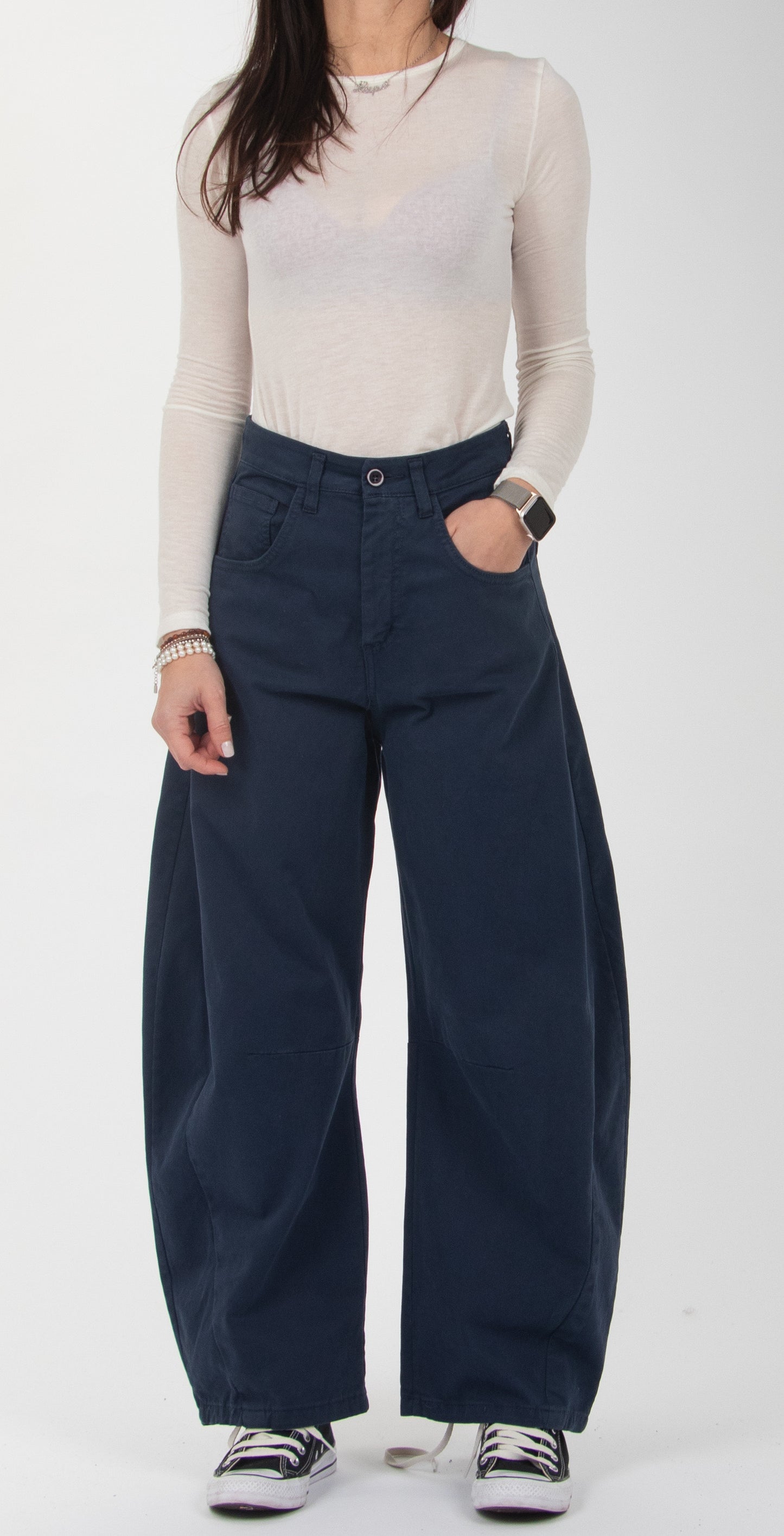 Carrot Fit Cotton Trousers