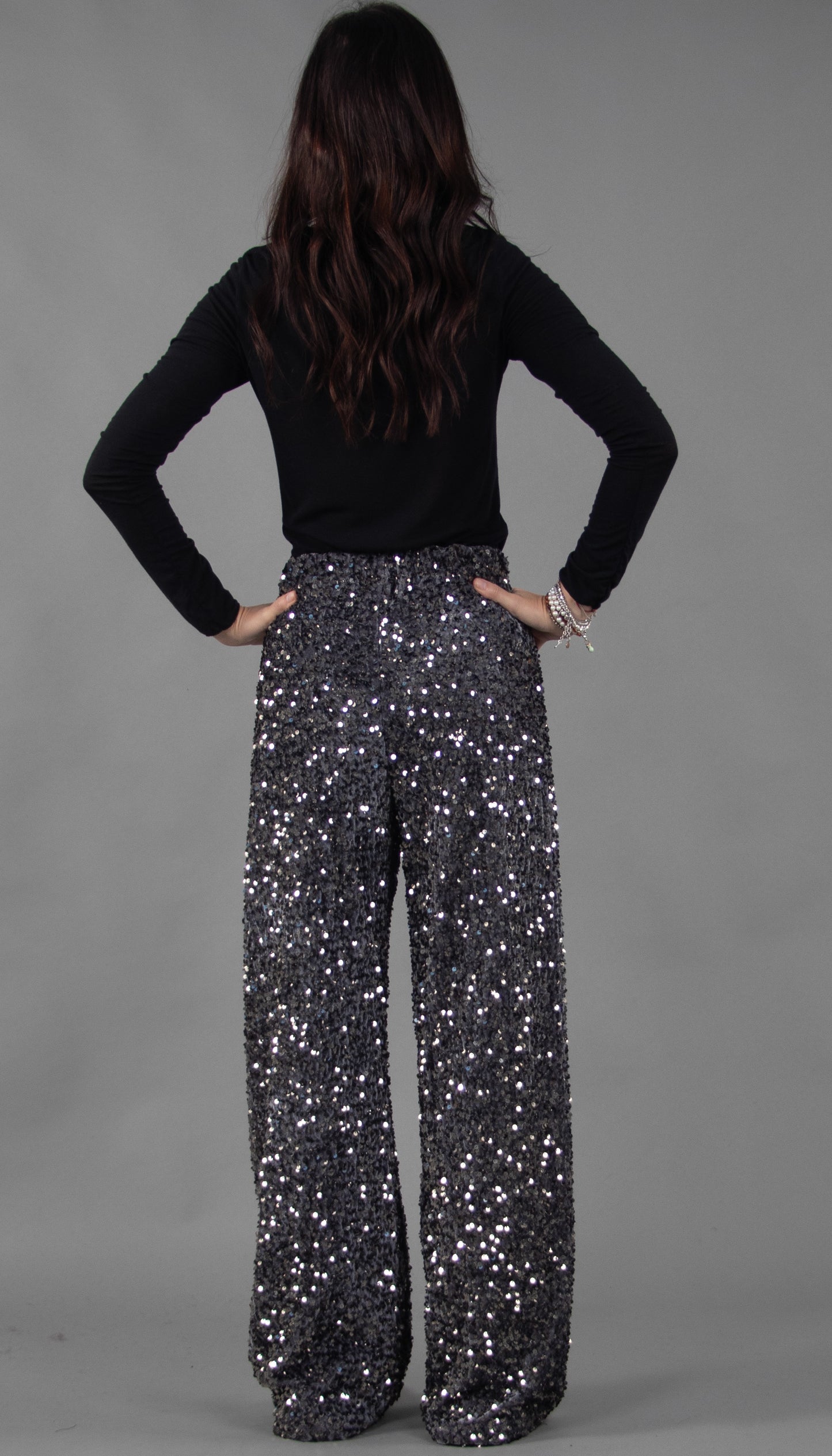 Blue Sequins Trousers