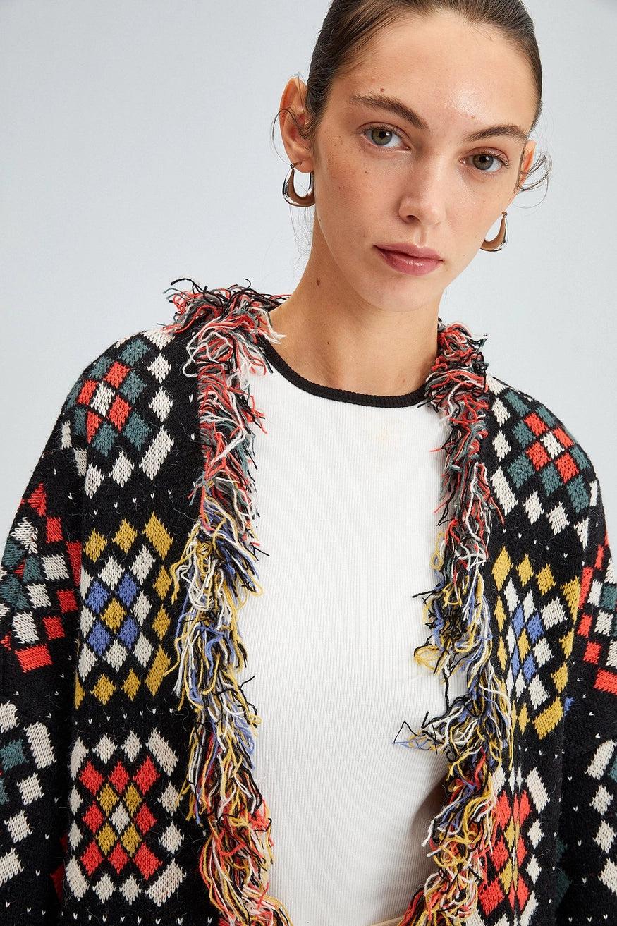 Cozy Patchwork Knit Cardigan