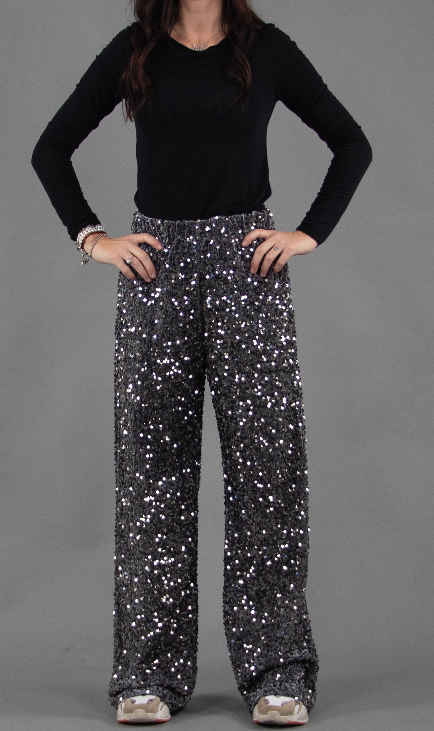 Blue Sequins Trousers
