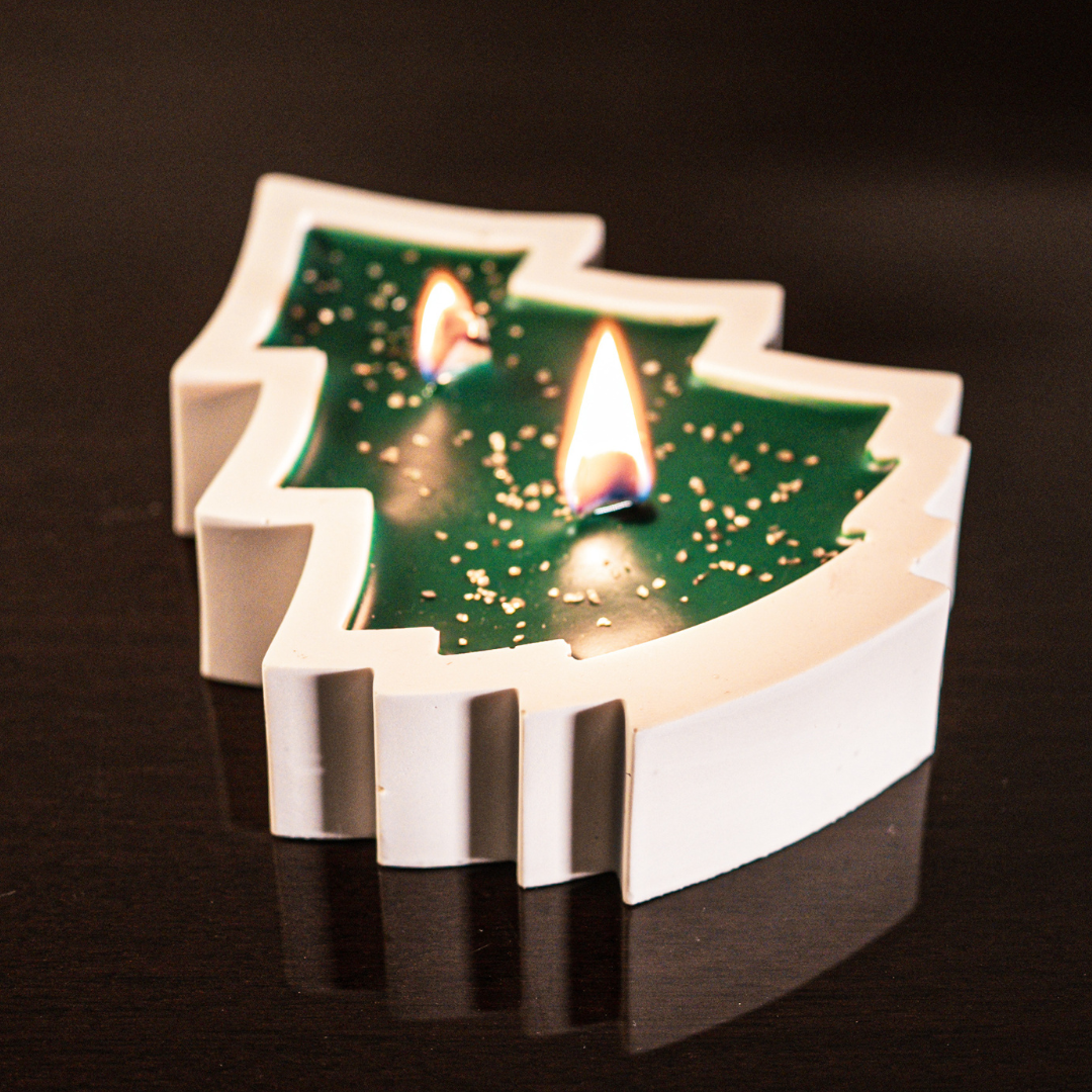 Scented FROSTED ALPINE TREE CANDLE by Luxury Candles Greece
