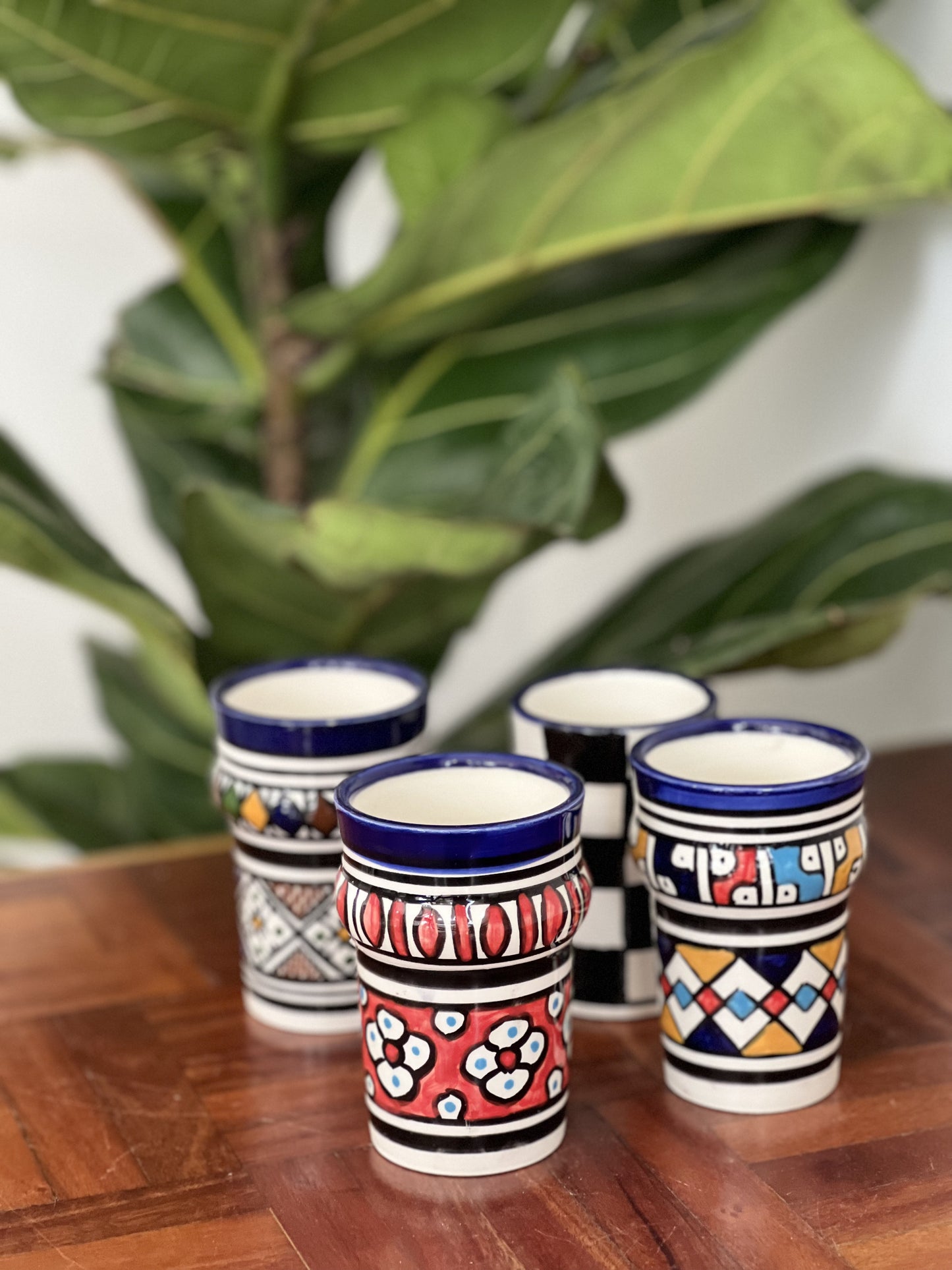 Moroccan Tall Cups Handpainted - Kuu Concept Store