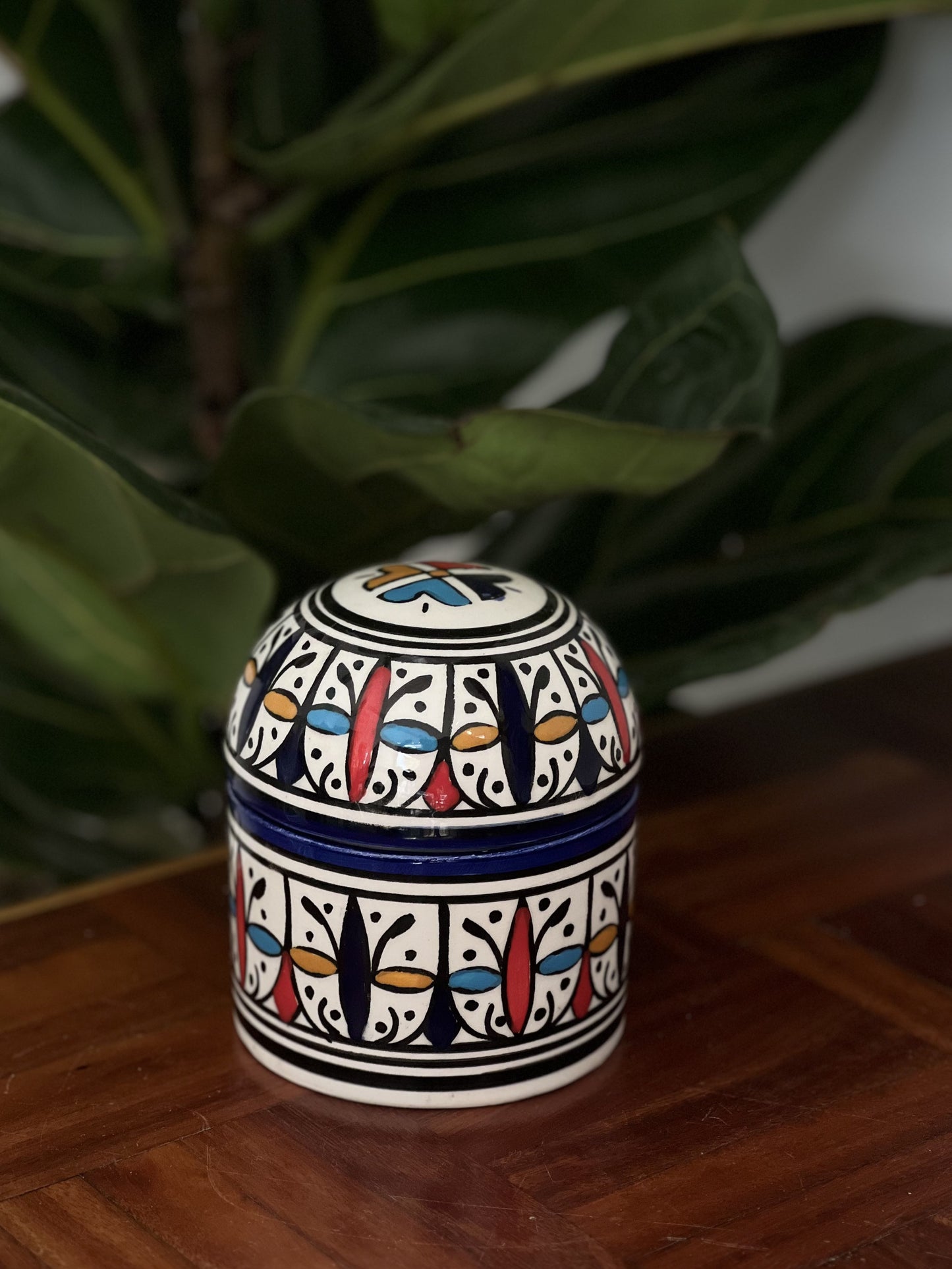 Moroccan Mustard Pot Handpainted - Kuu Concept Store