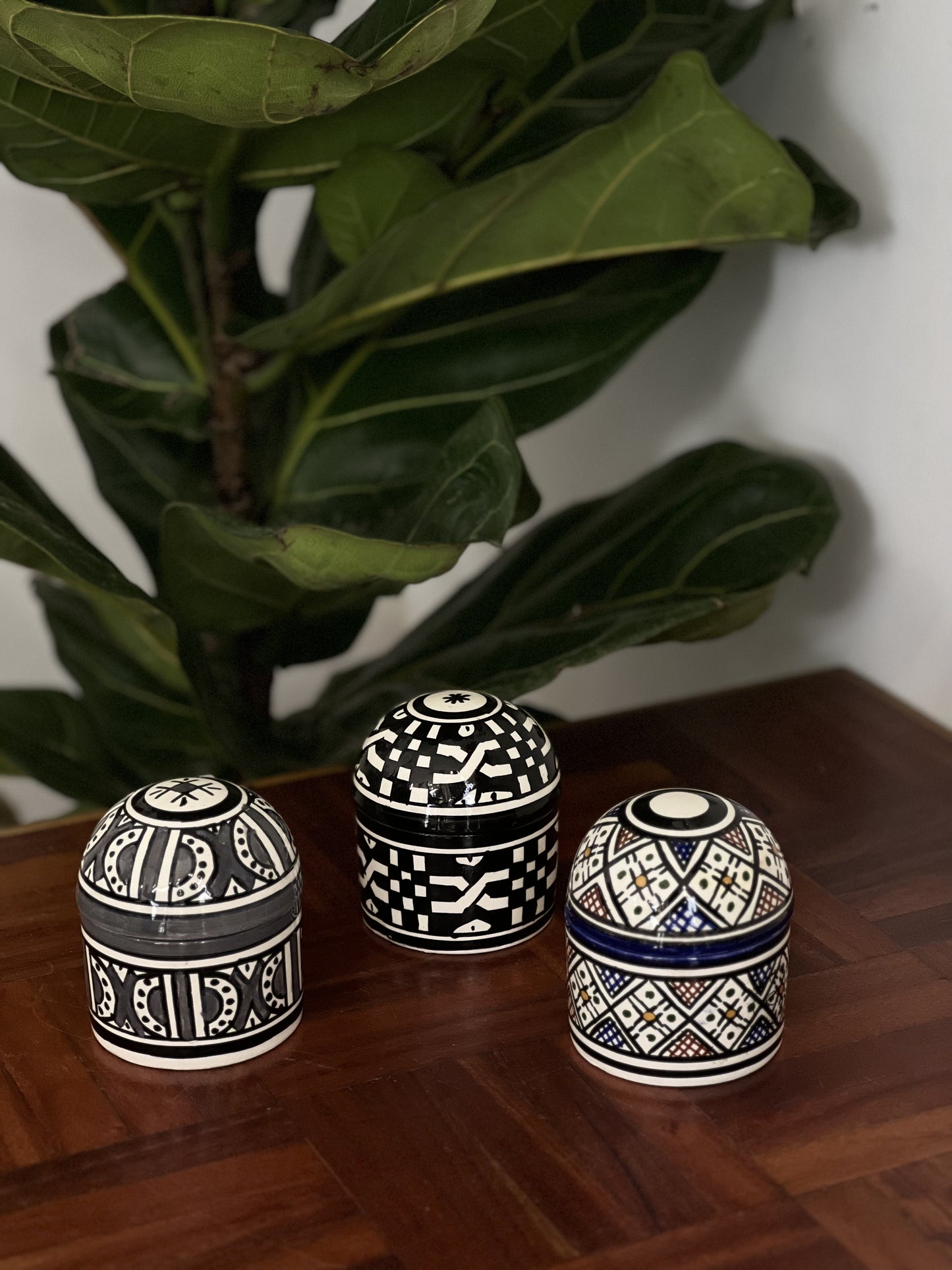Moroccan Mustard Pot Handpainted - Kuu Concept Store