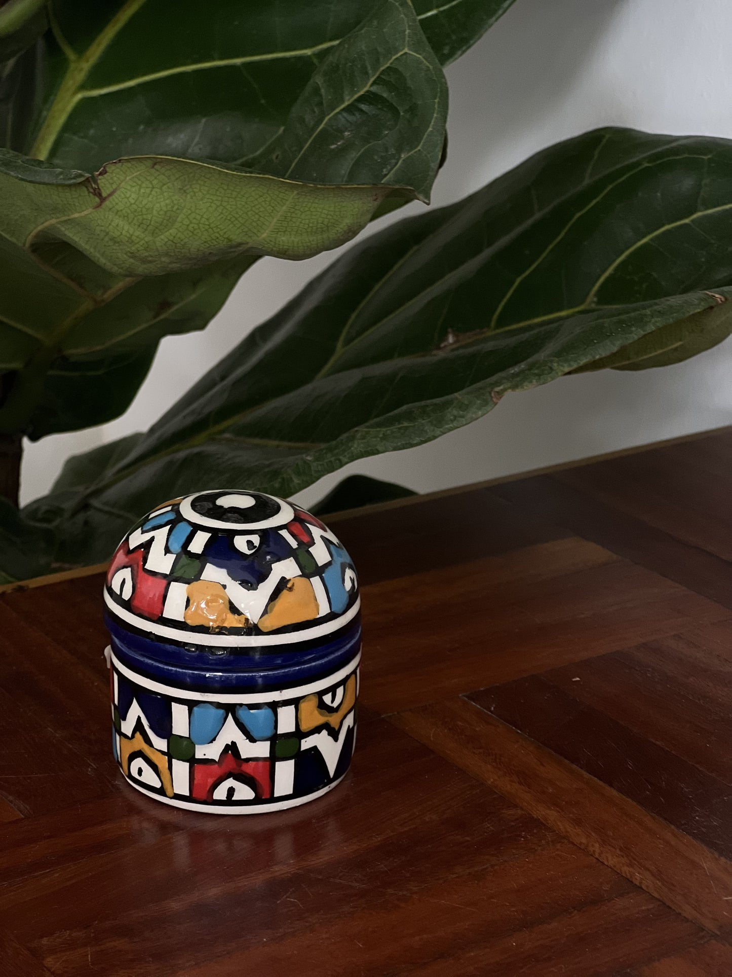 Moroccan Mustard Pot Handpainted - Kuu Concept Store