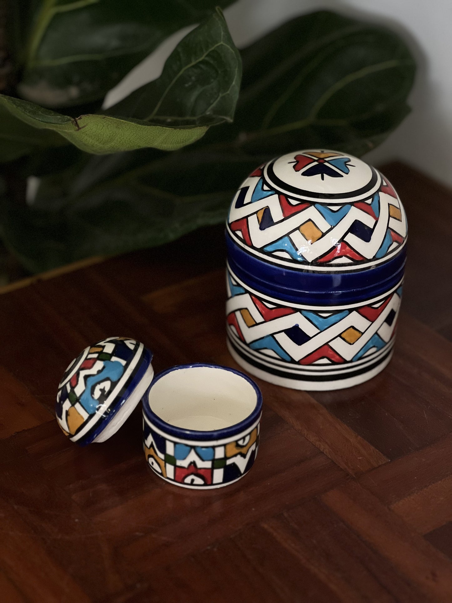 Moroccan Mustard Pot Handpainted - Kuu Concept Store