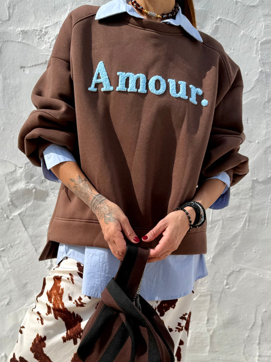 Amour Embroidered Fleece Sweatshirt