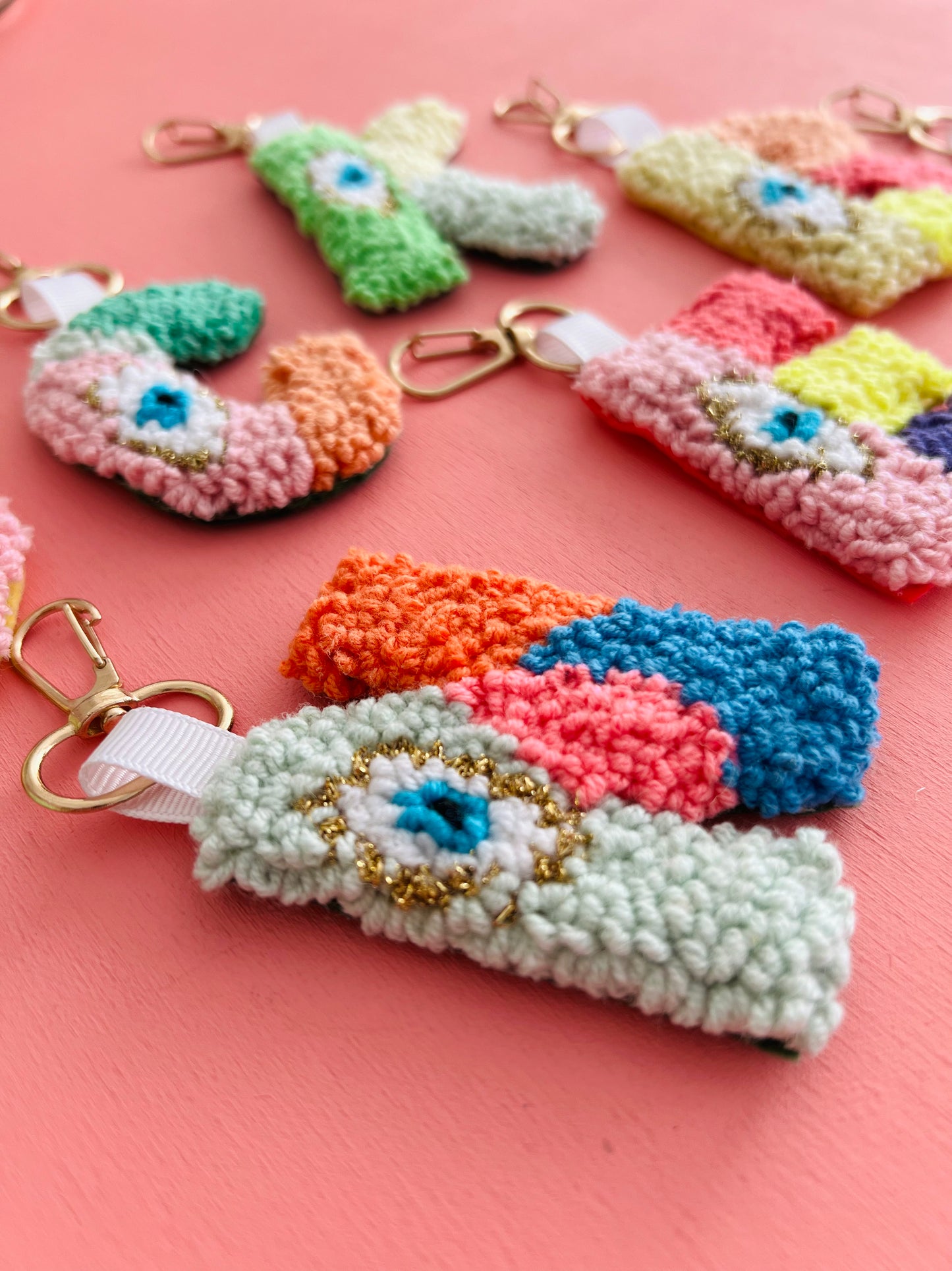 Initials Punch Needle Keyrings