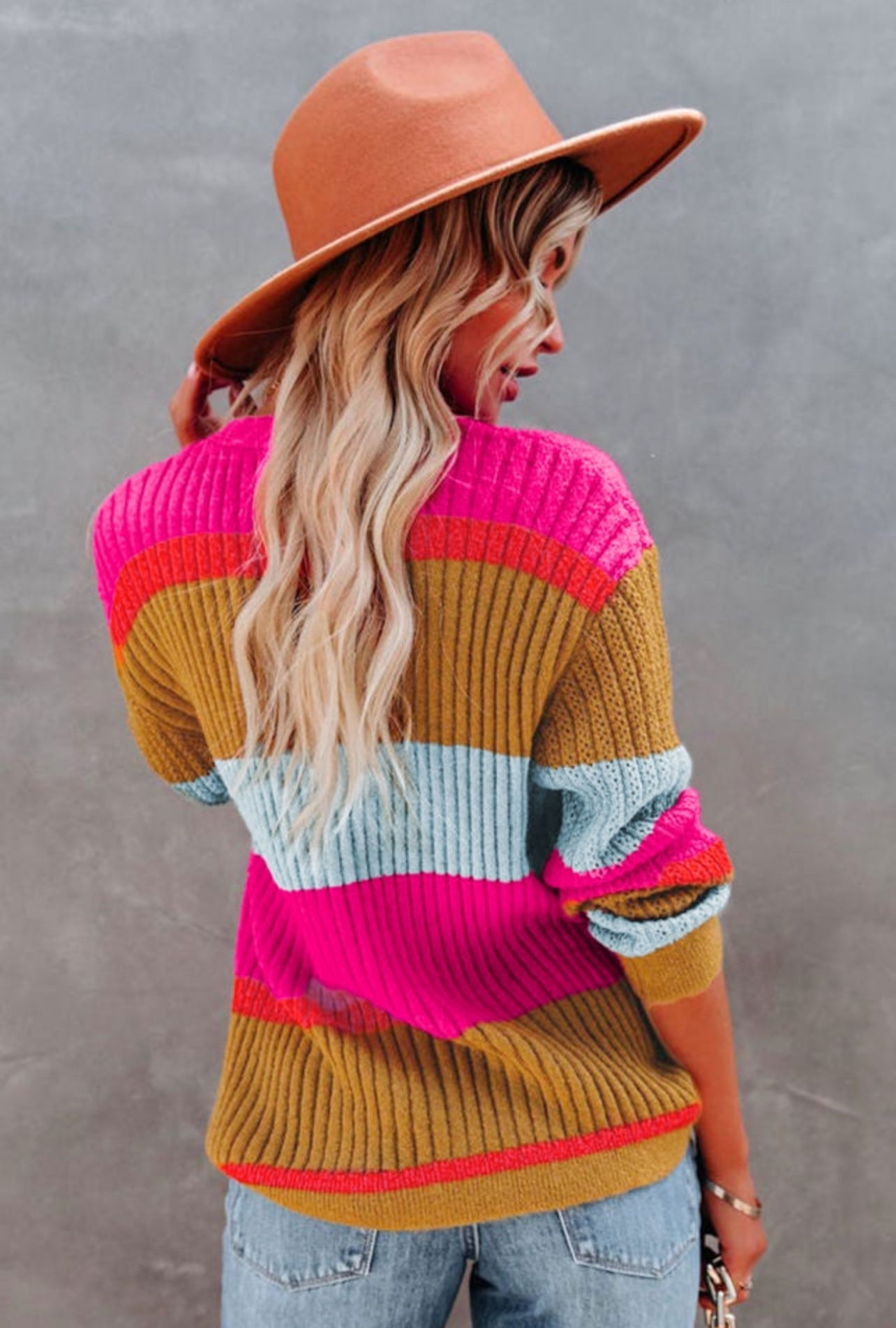 Multi Striped Knit Sweater Cardigan