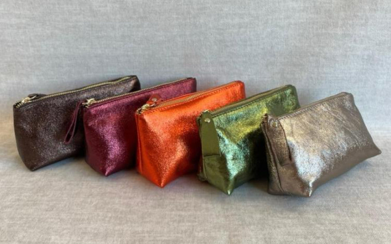 Metallic Leather Pouches