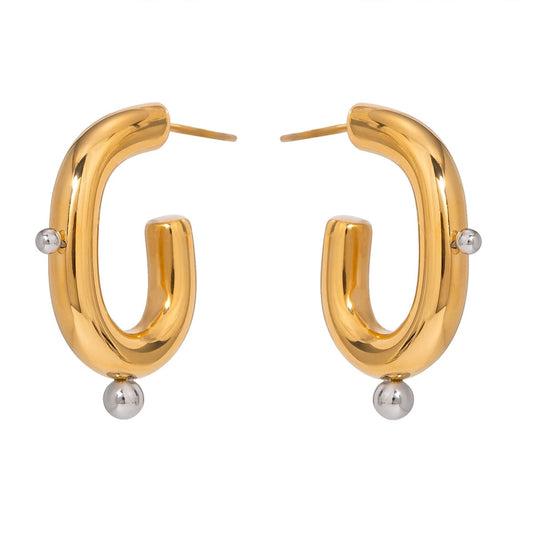 Gold Plated Stainless Steel Abstract Hoops