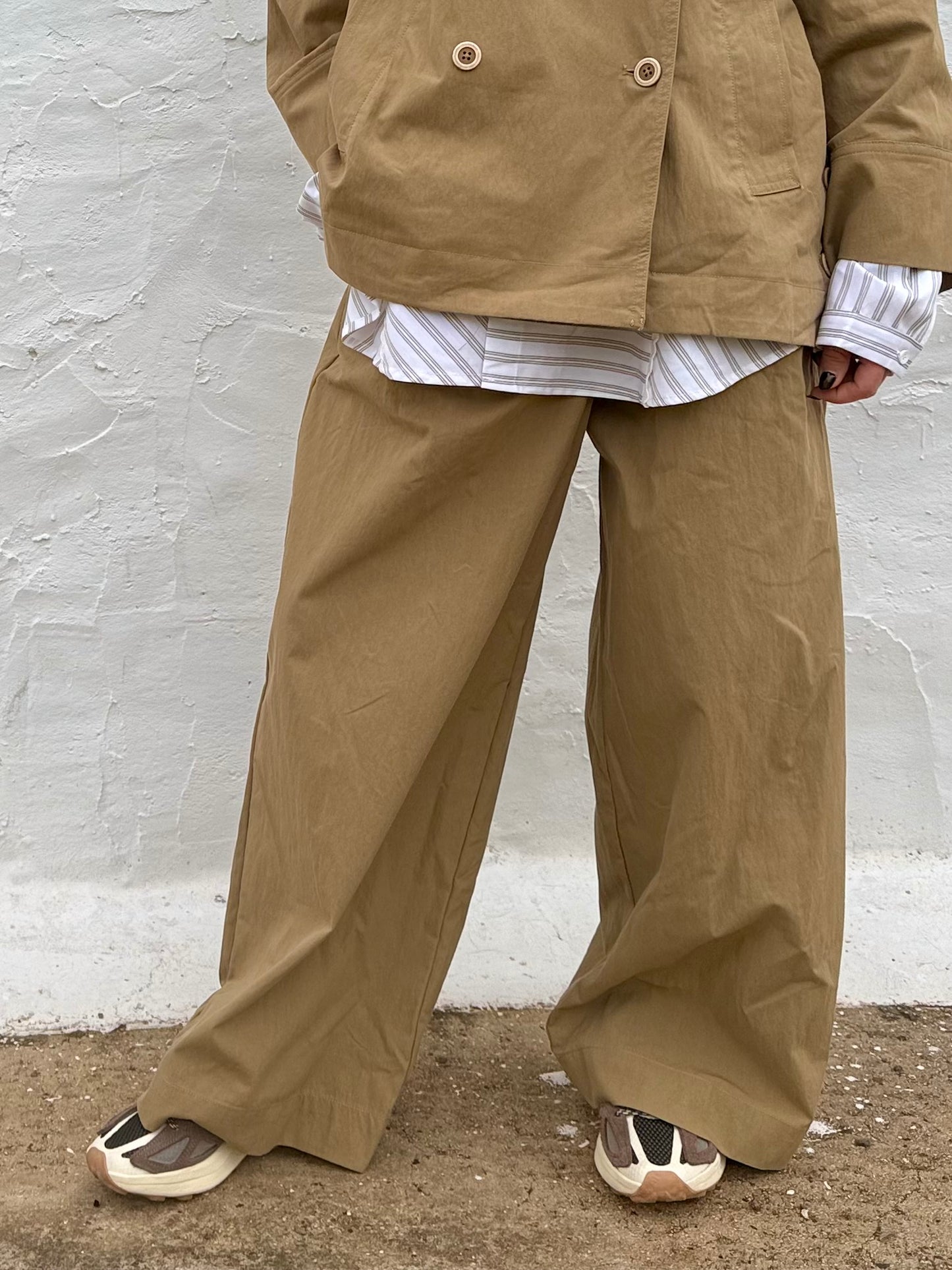 Wide-Leg Camel Tailored Trousers - Kuu Concept Store