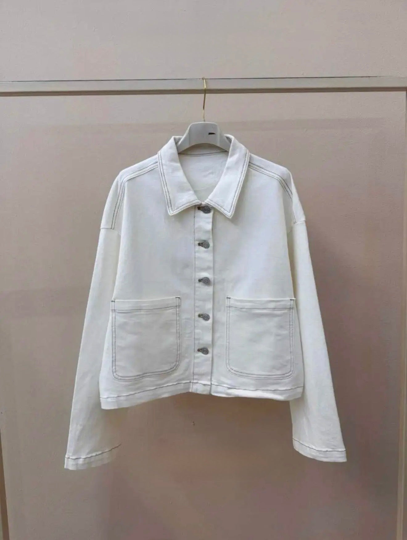 Off-White Cotton Button Jacket - Kuu Concept Store