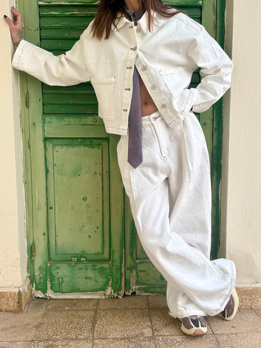 Off-White Cotton Button Jacket - Kuu Concept Store