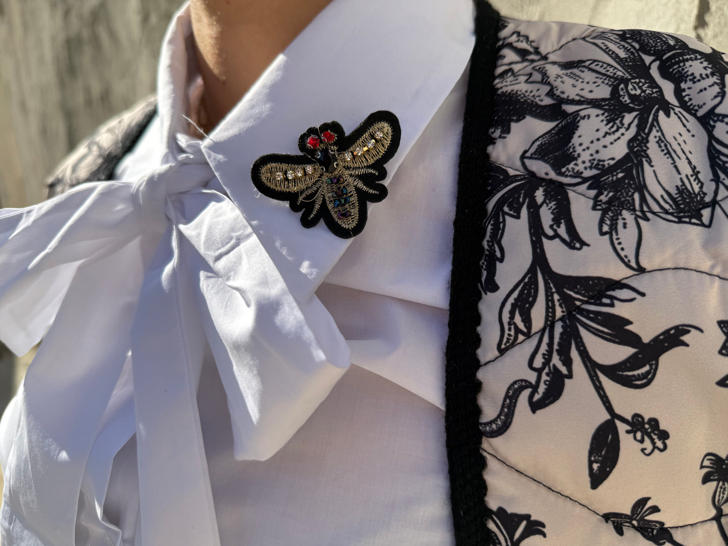 White Cotton Shirt With Bow