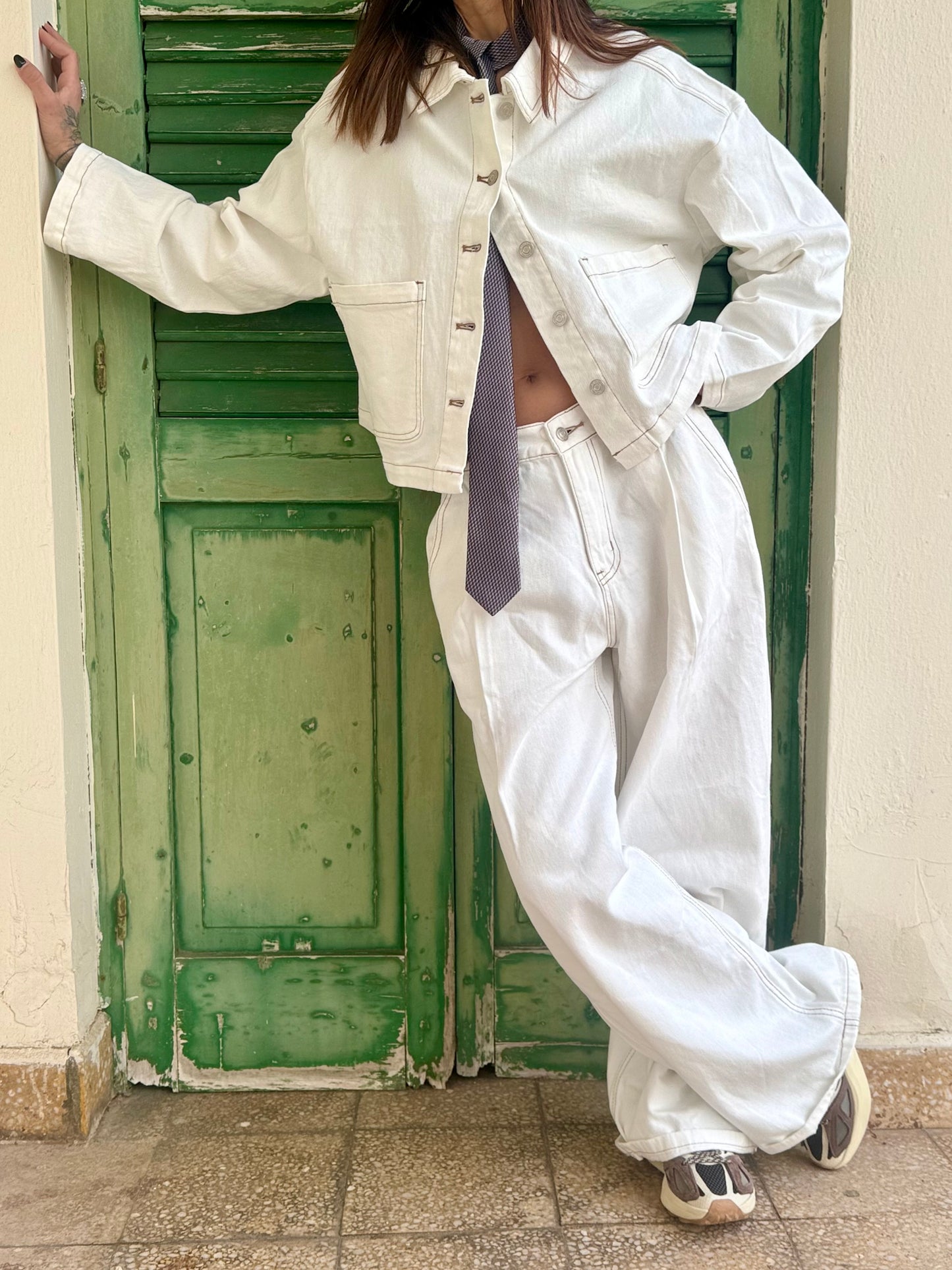 Off-White Wide-Leg Cotton Trousers - Kuu Concept Store