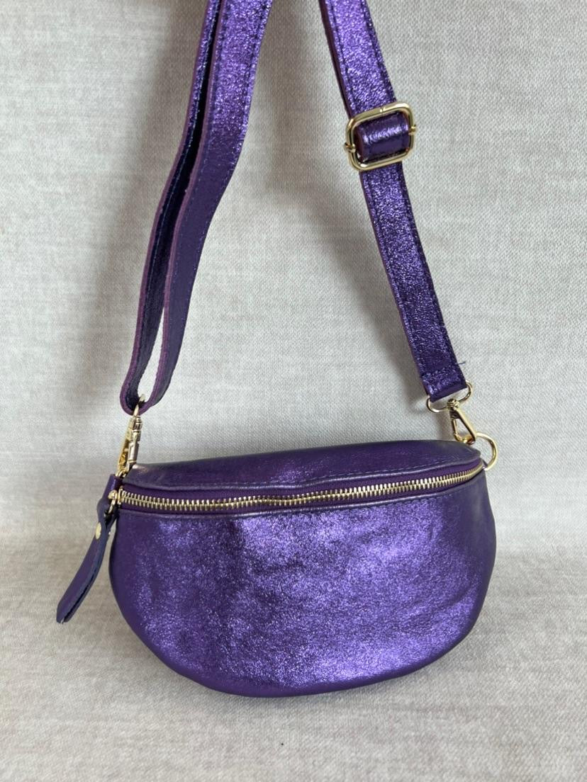 Purple Metallic Leather Bag