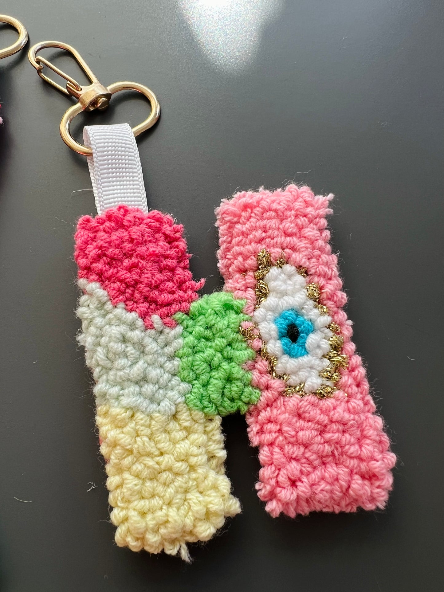 Initials Punch Needle Keyrings