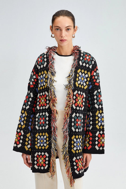 PATCHWORK KNIT CARDIGAN