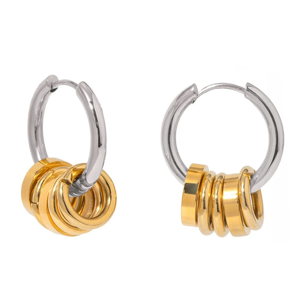 Silver Hoop earrings with gold