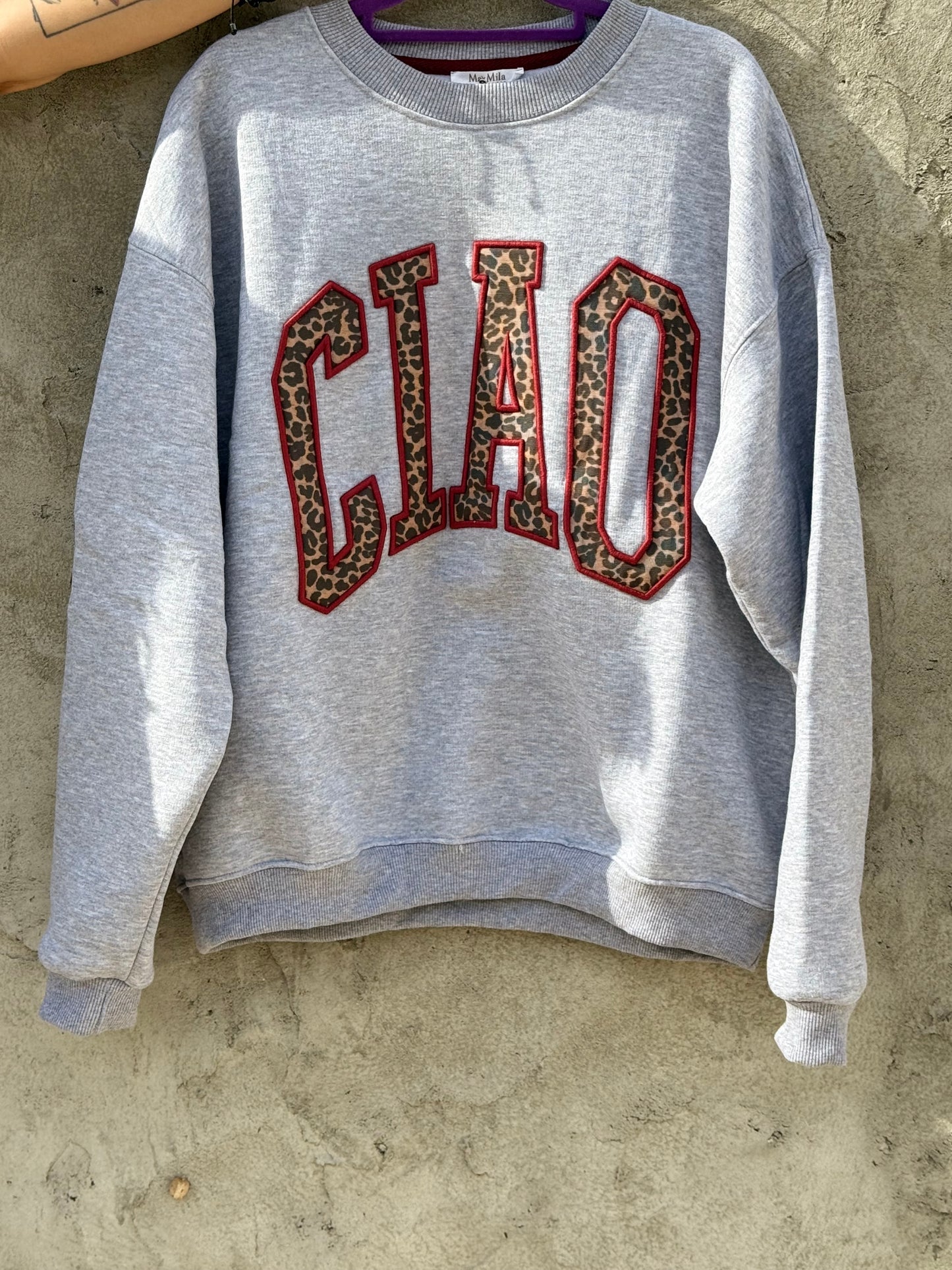 Cotton Sweatshirt Grey Ciao Animal Print