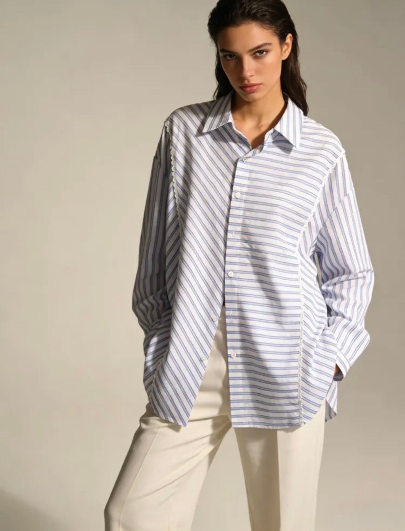 Relaxed Striped Cotton Shirt - Kuu Concept Store