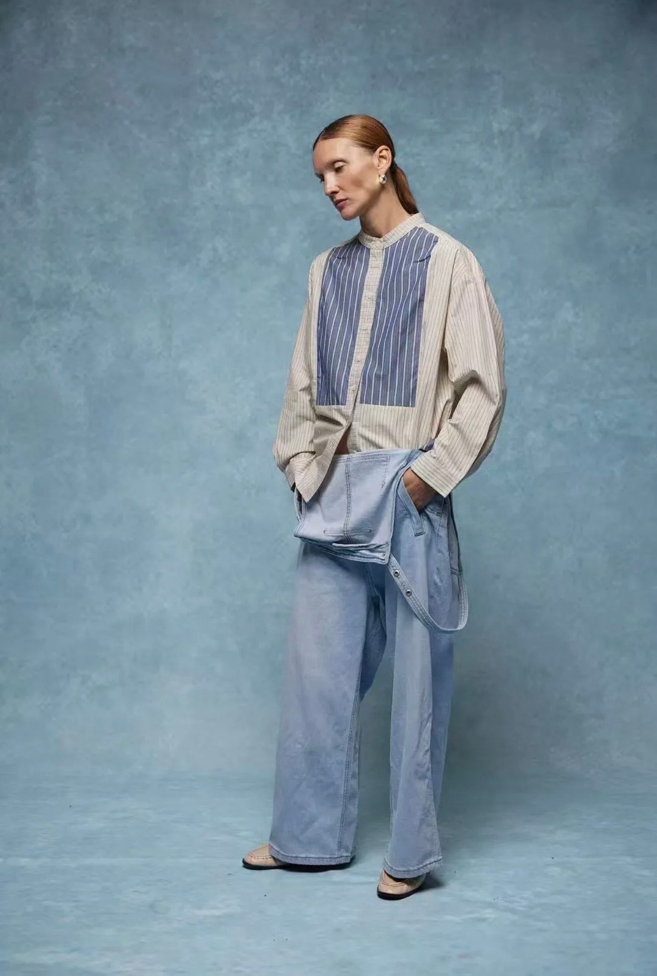 Two-Tone Striped Cotton Shirt - Kuu Concept Store