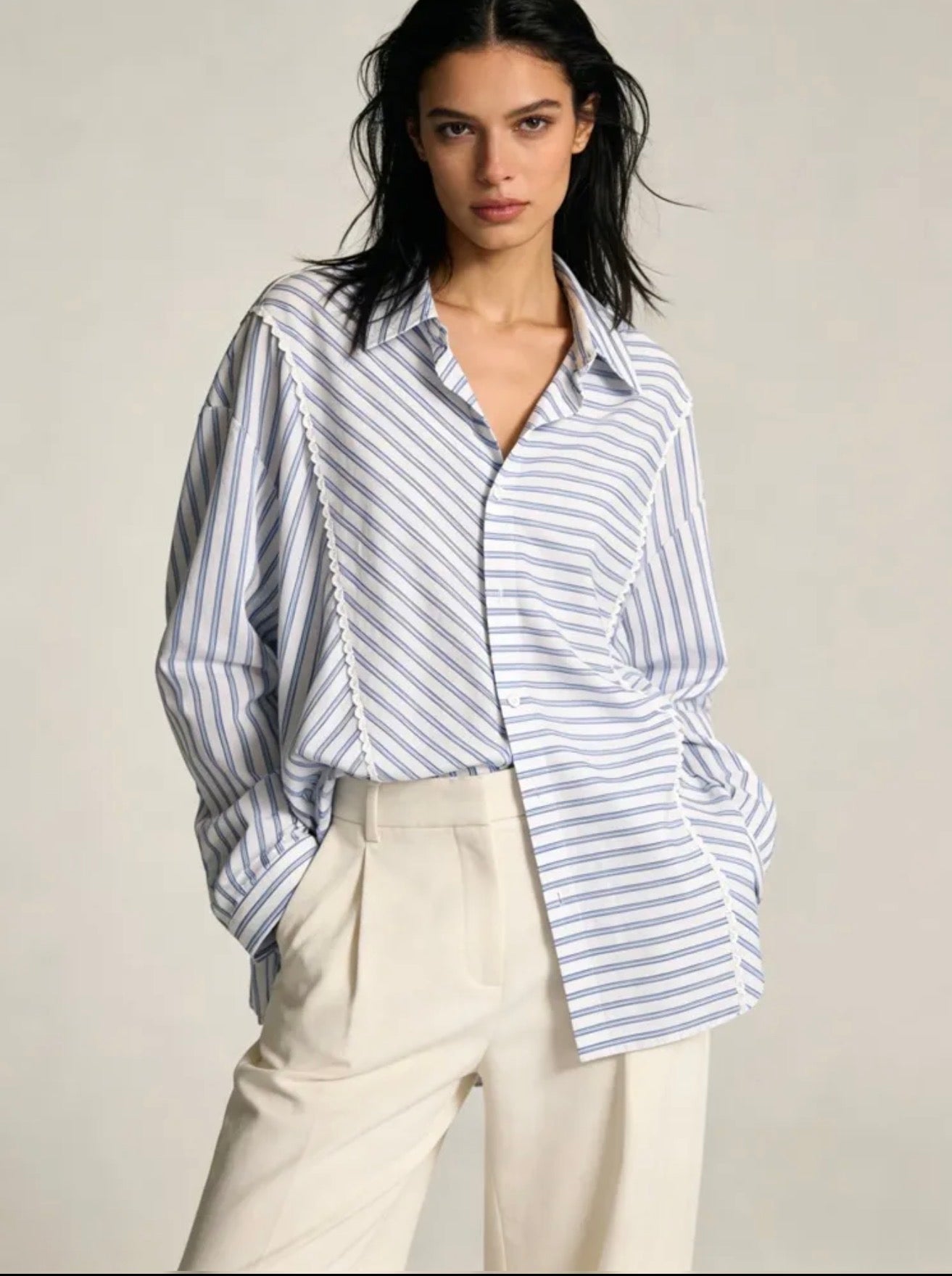 Relaxed Striped Cotton Shirt - Kuu Concept Store