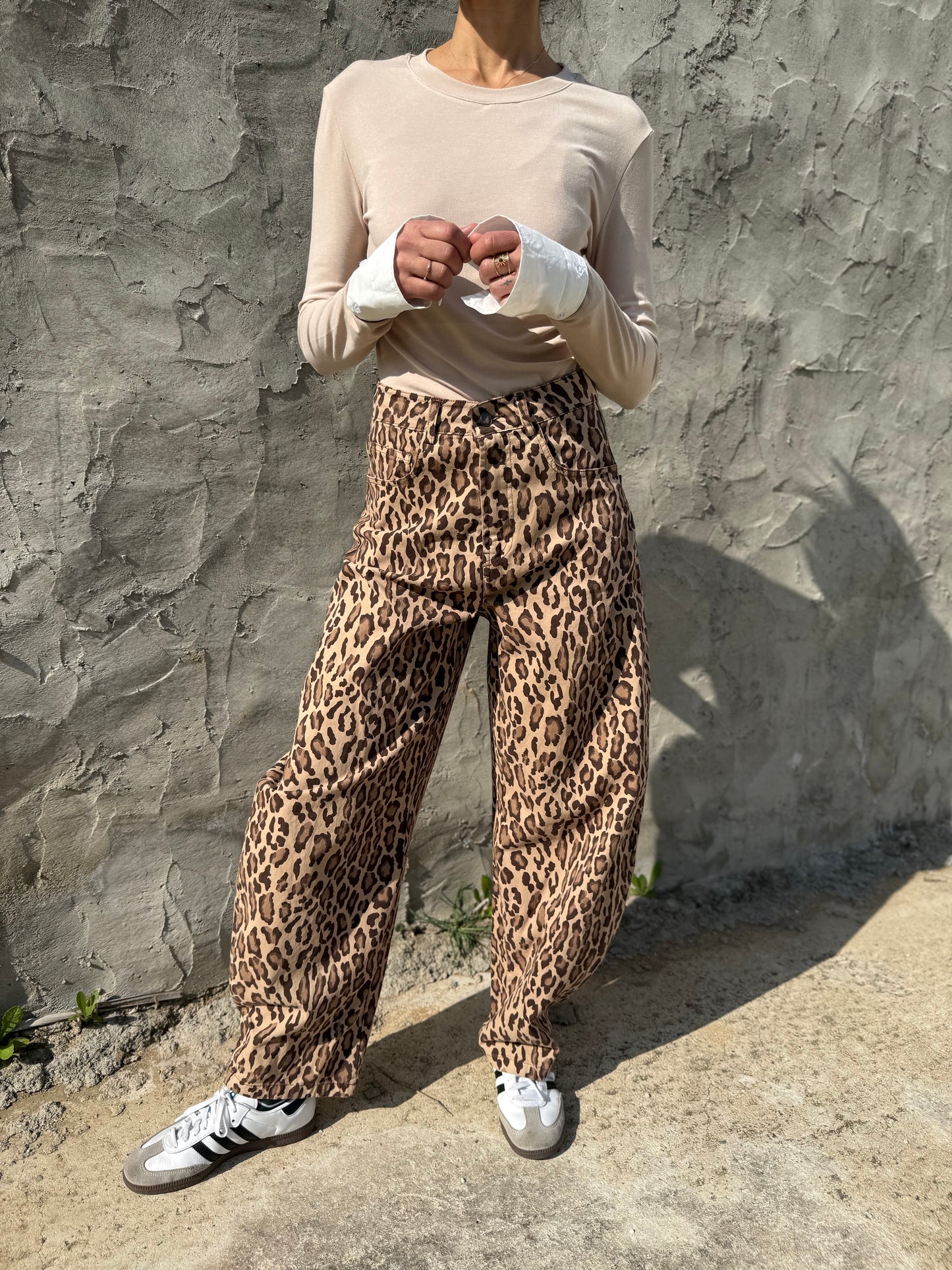 Balloon Fit High Wasted Leopard Trousers