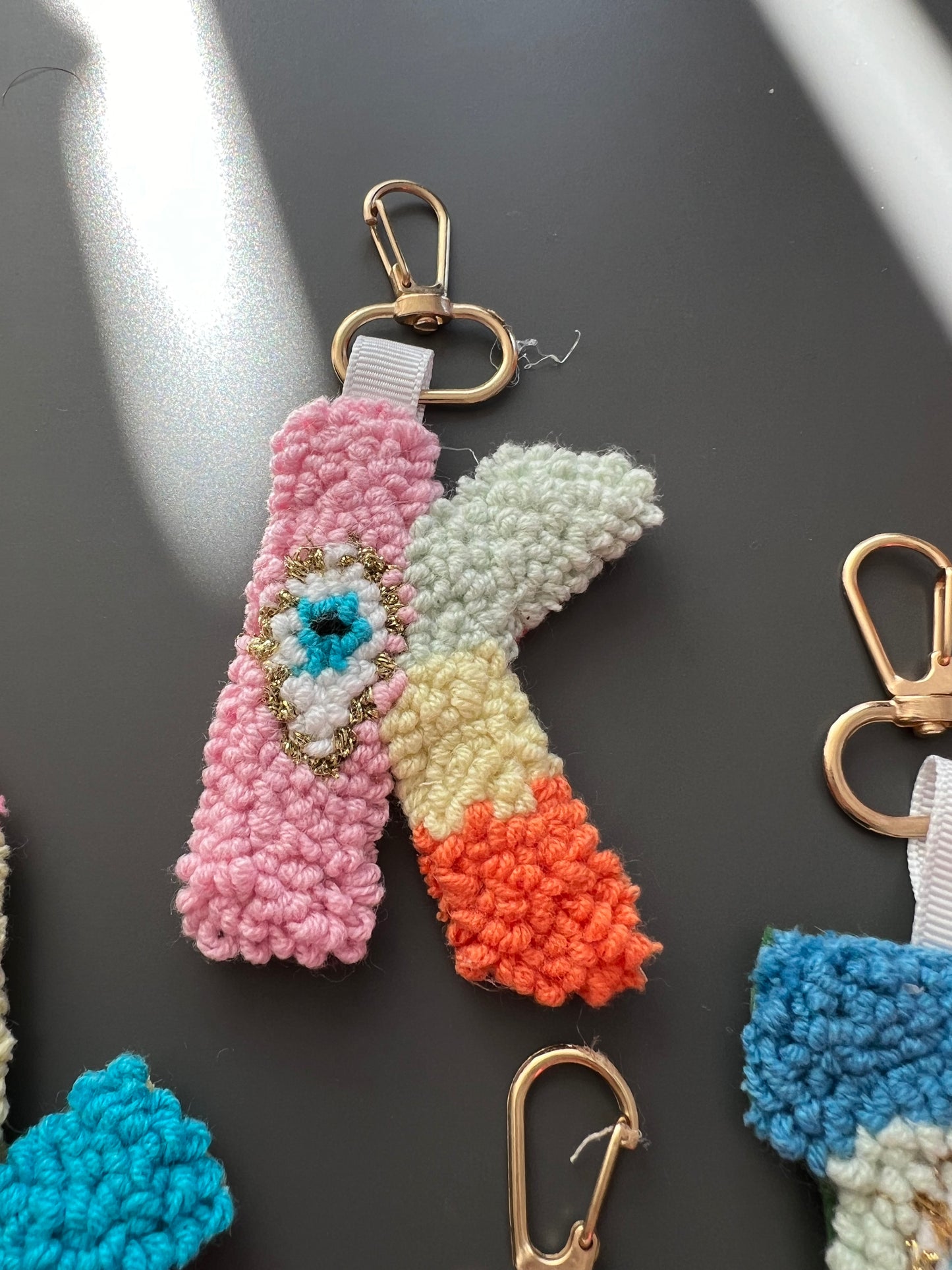 Initials Punch Needle Keyrings