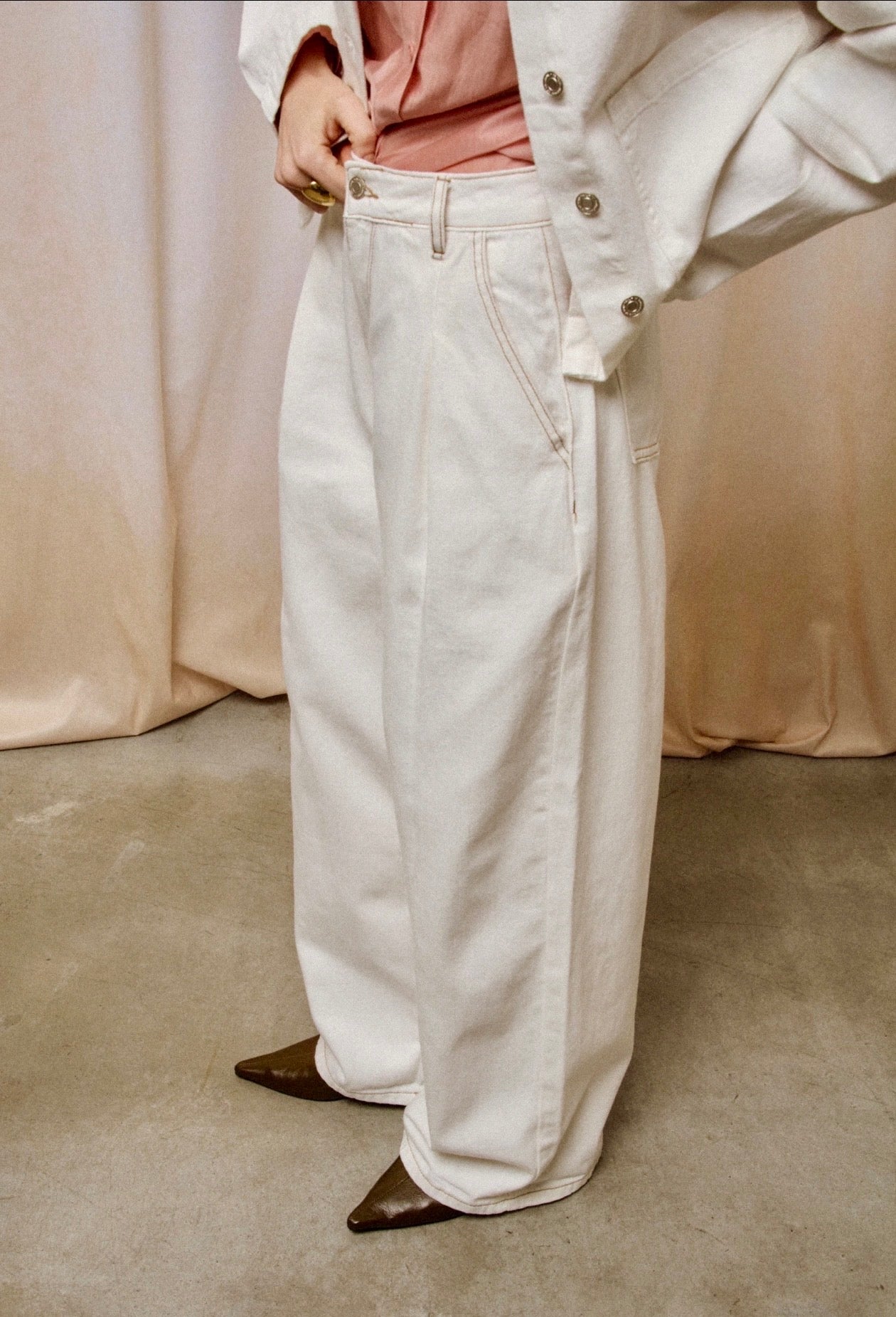 Off-White Wide-Leg Cotton Trousers - Kuu Concept Store