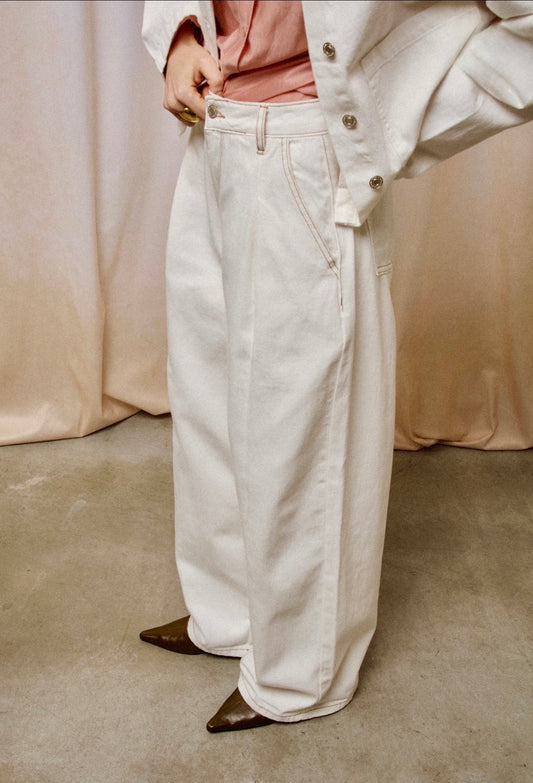 Off-White Wide-Leg Cotton Trousers - Kuu Concept Store