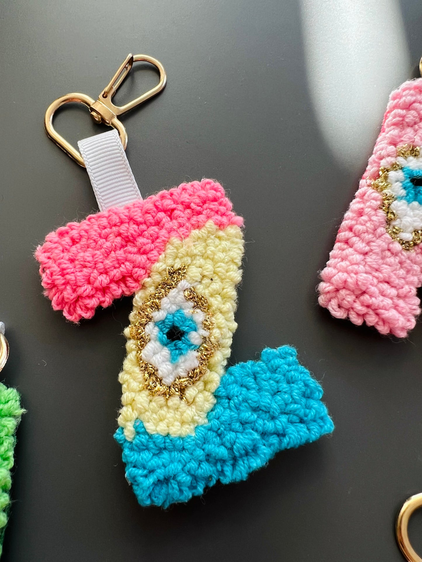 Initials Punch Needle Keyrings