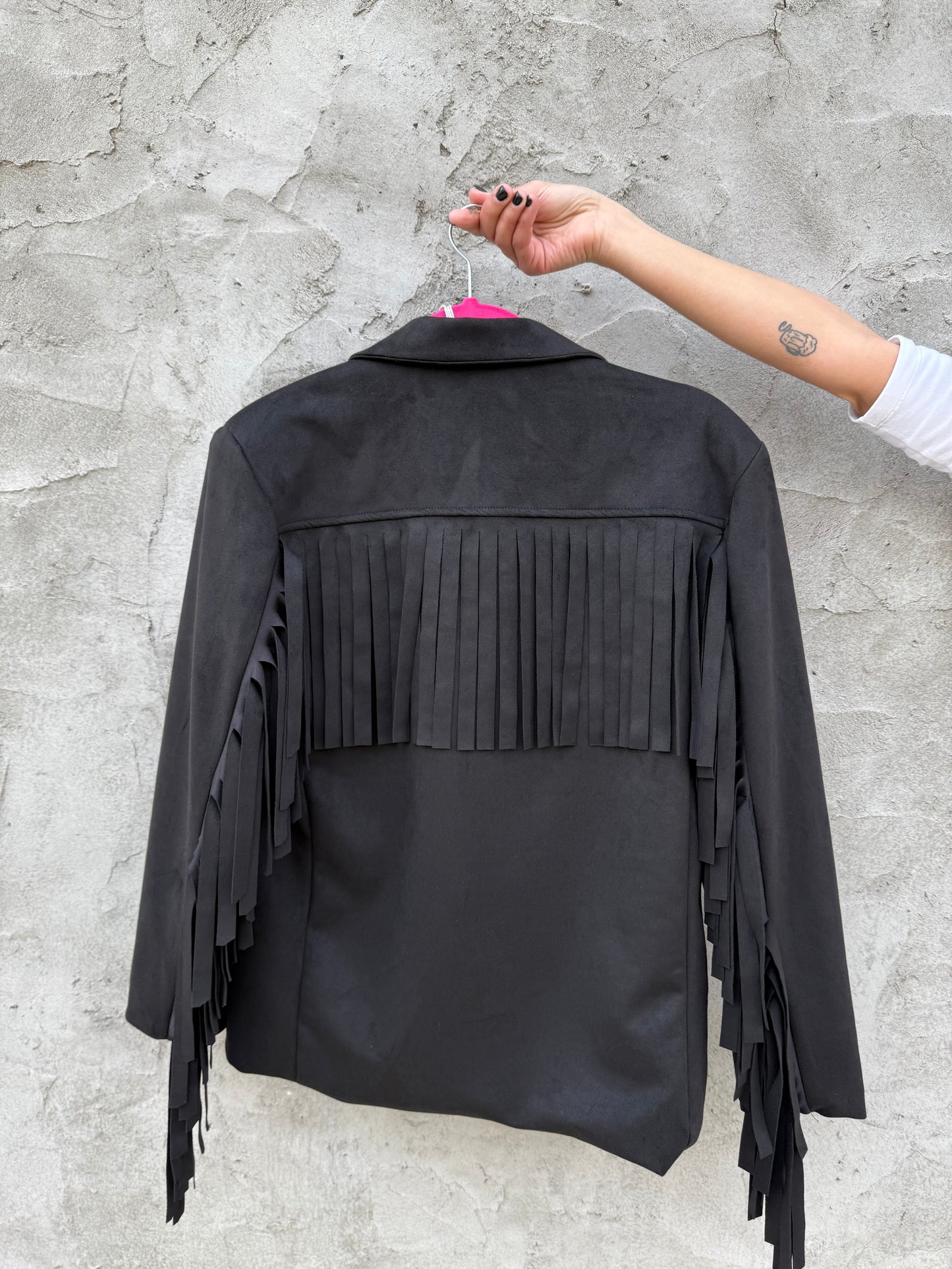 Fringe Jacket Faux Suede Western Style