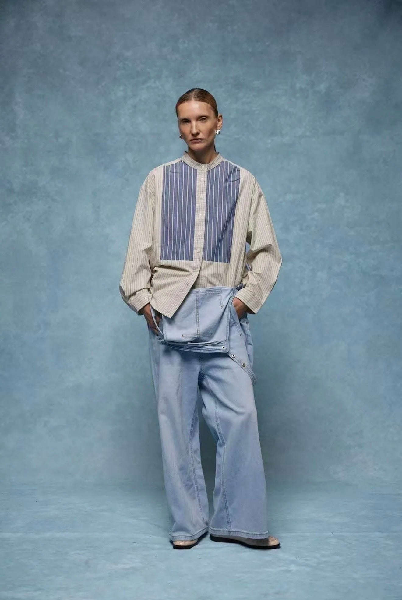 Two-Tone Striped Cotton Shirt - Kuu Concept Store