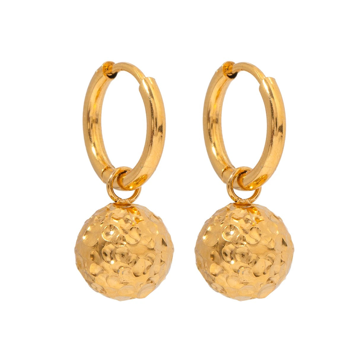 Gold Plated Small Hoops with ball charm