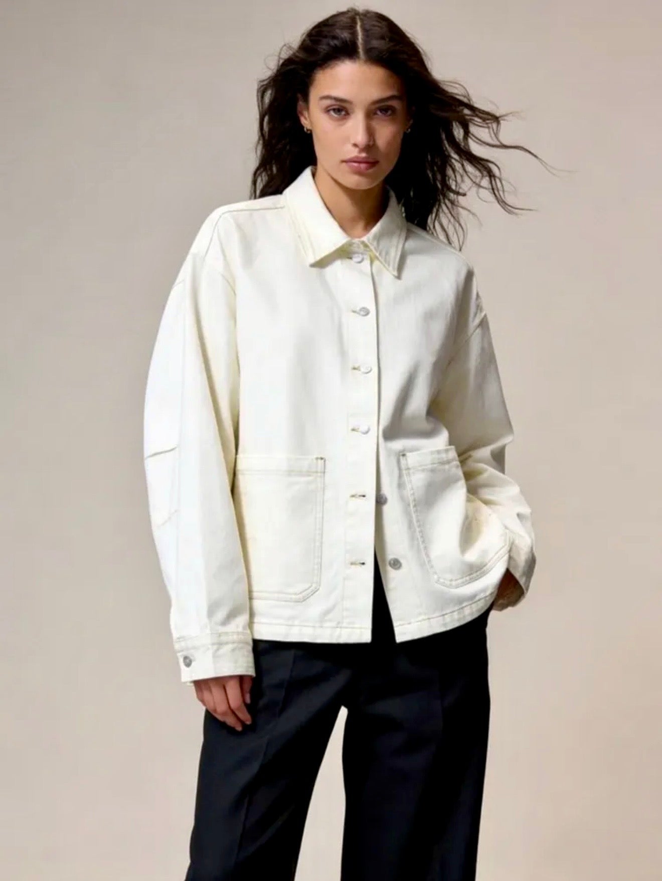 Off-White Cotton Button Jacket - Kuu Concept Store