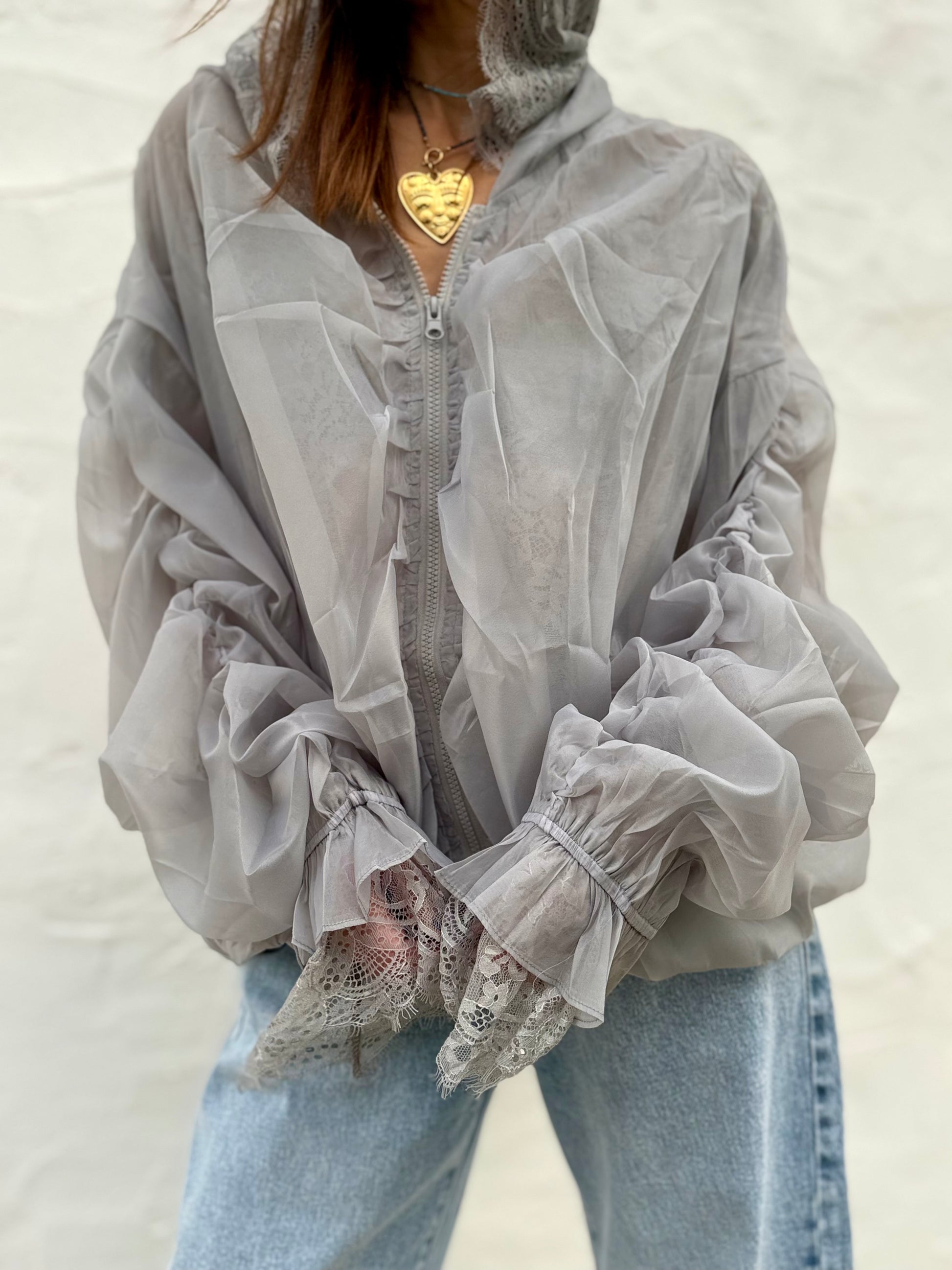 Sheer Lace Hooded Jacket - Kuu Concept Store